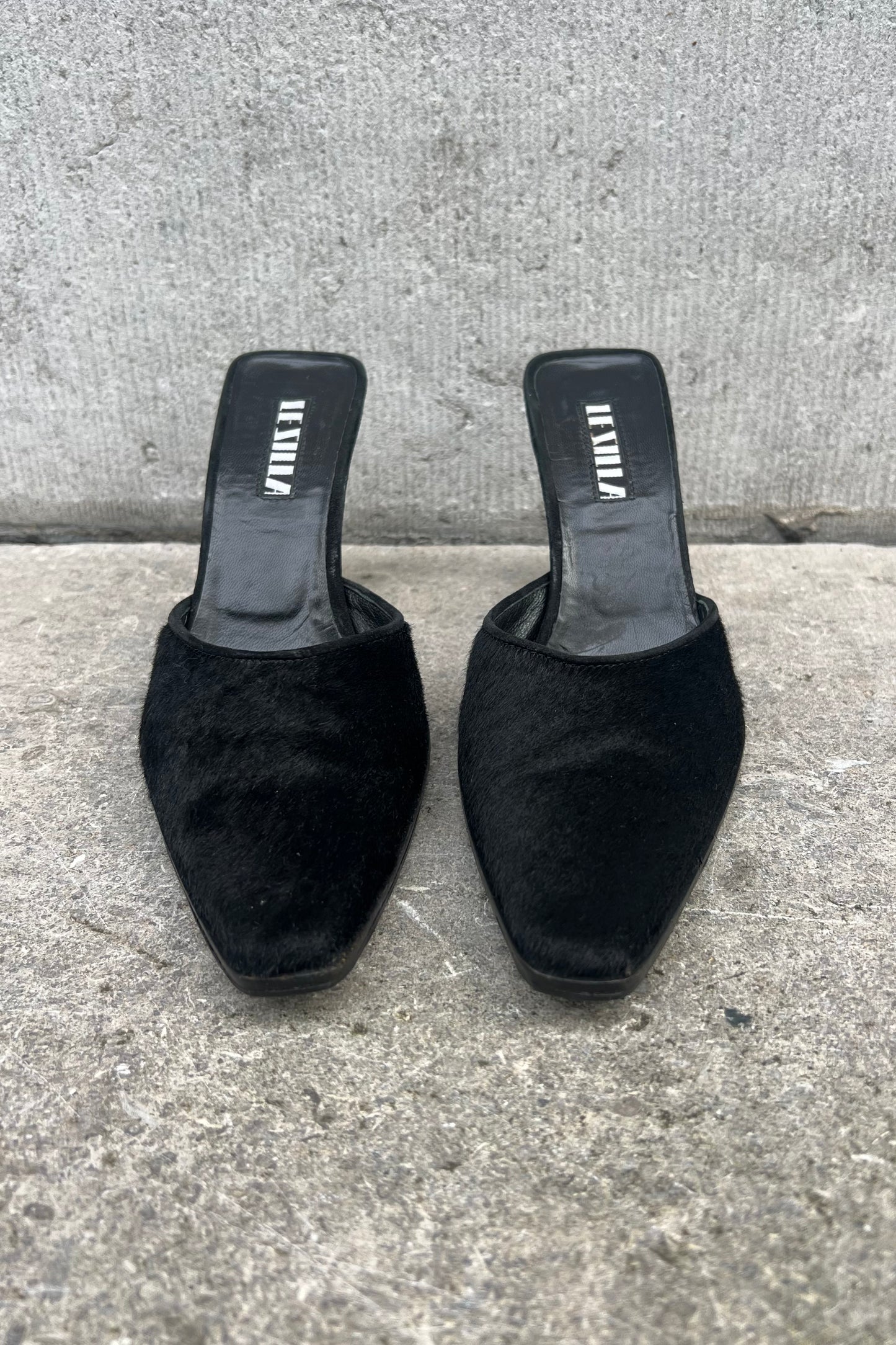 Vintage Black Ponyhair Mules 37