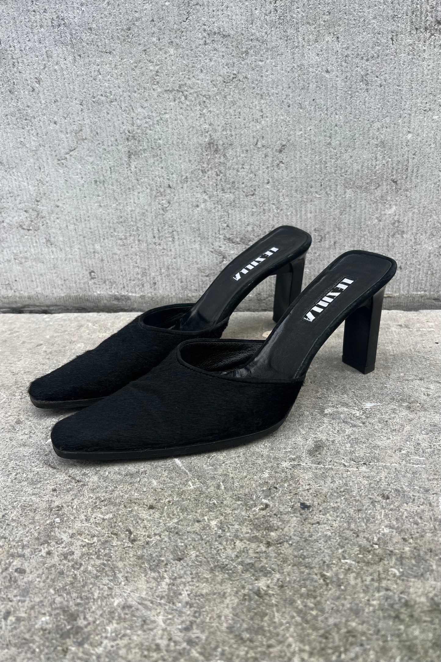 Vintage Black Ponyhair Mules 37