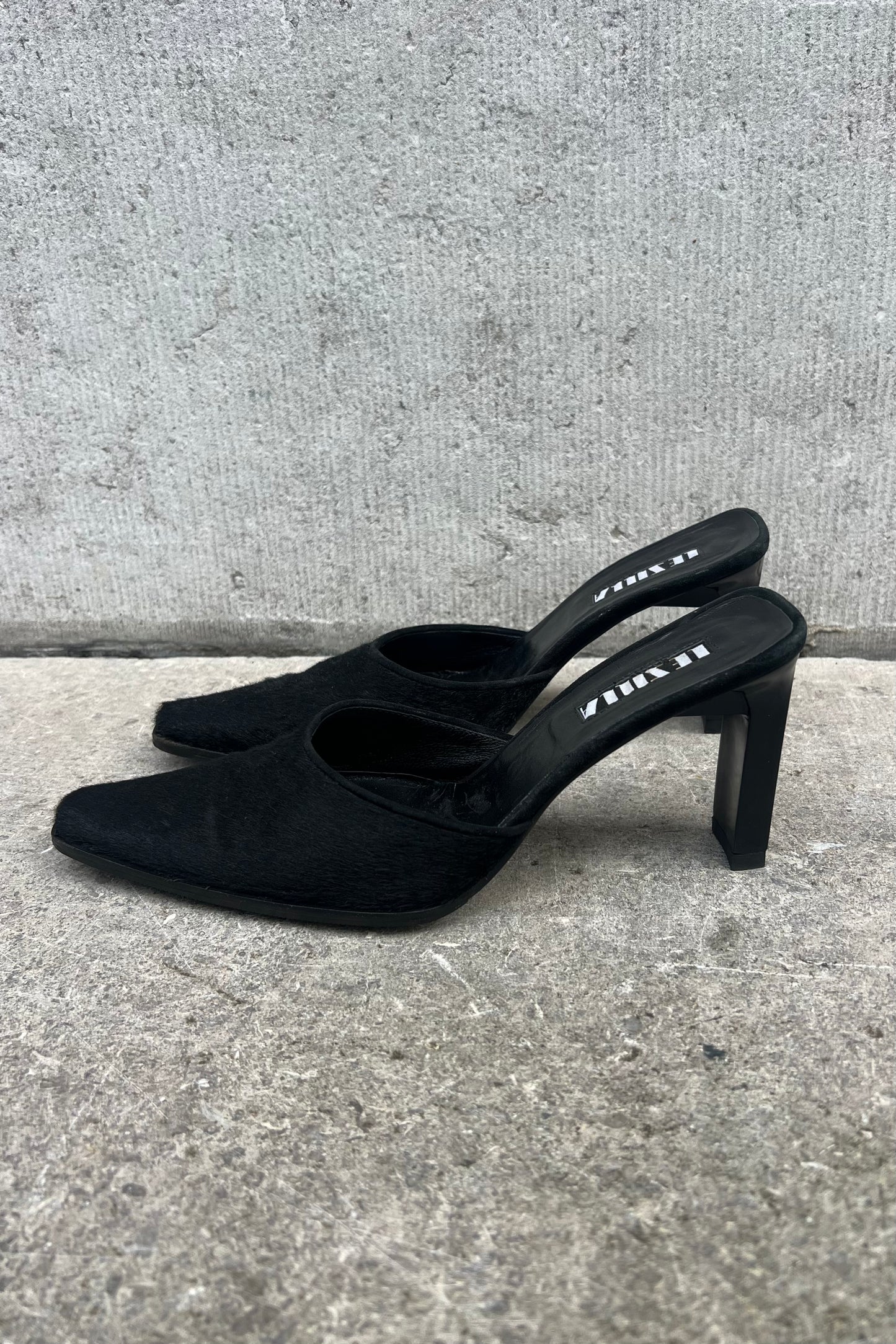 Vintage Black Ponyhair Mules 37
