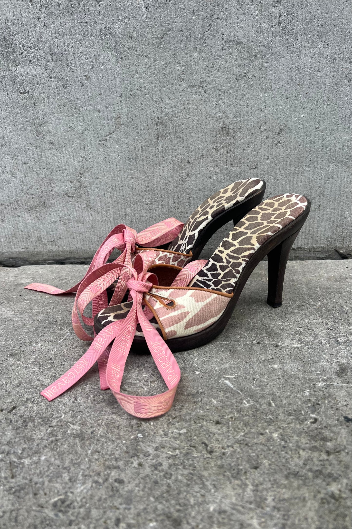 Vintage Giraffe Pink & Brown Heels 36