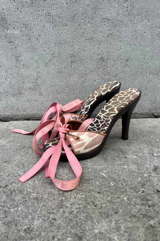 Vintage Giraffe Pink & Brown Heels 36