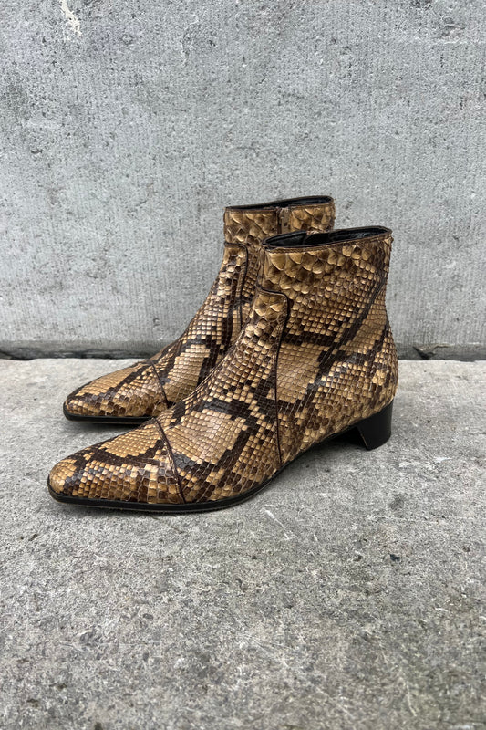 Vintage Brown Python Boots 37.5