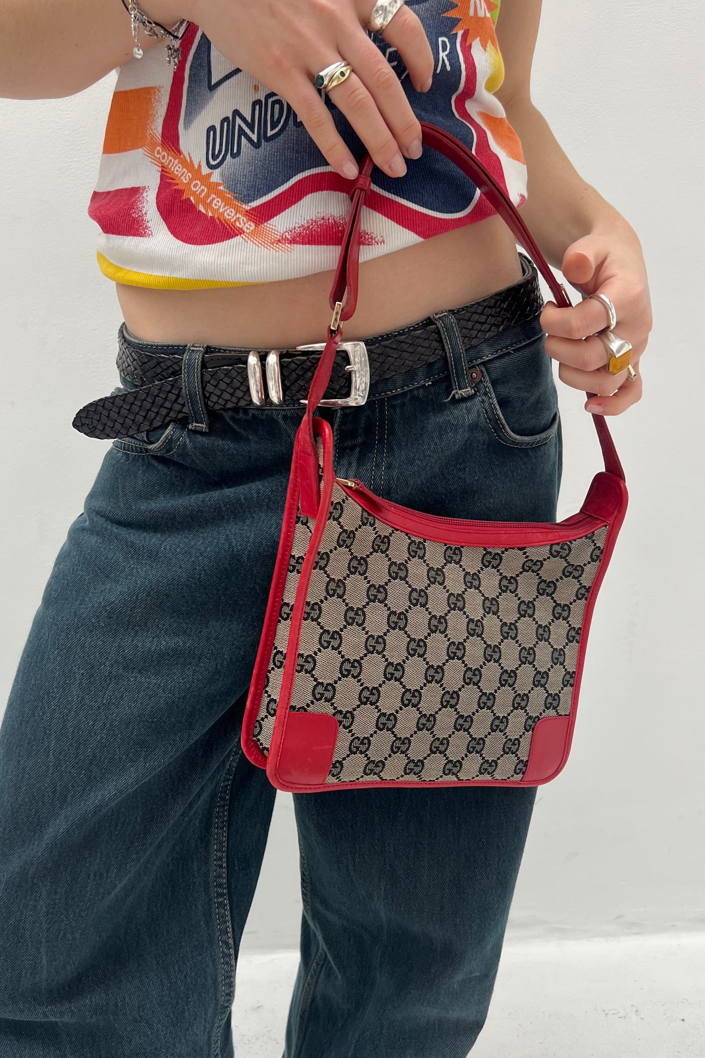 Vintage Navy & Red Monogram Bag