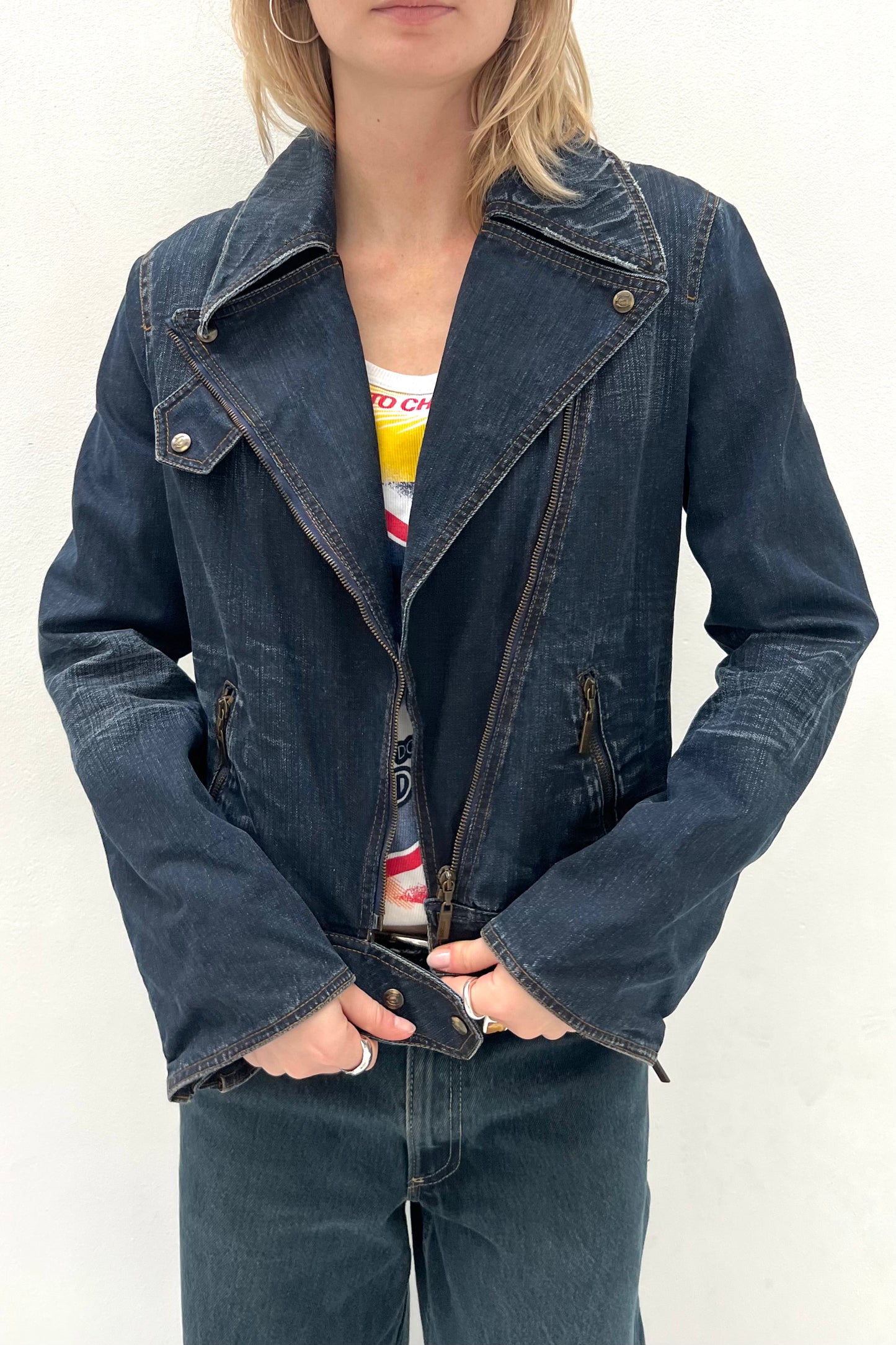 Vintage Denim Biker Jacket