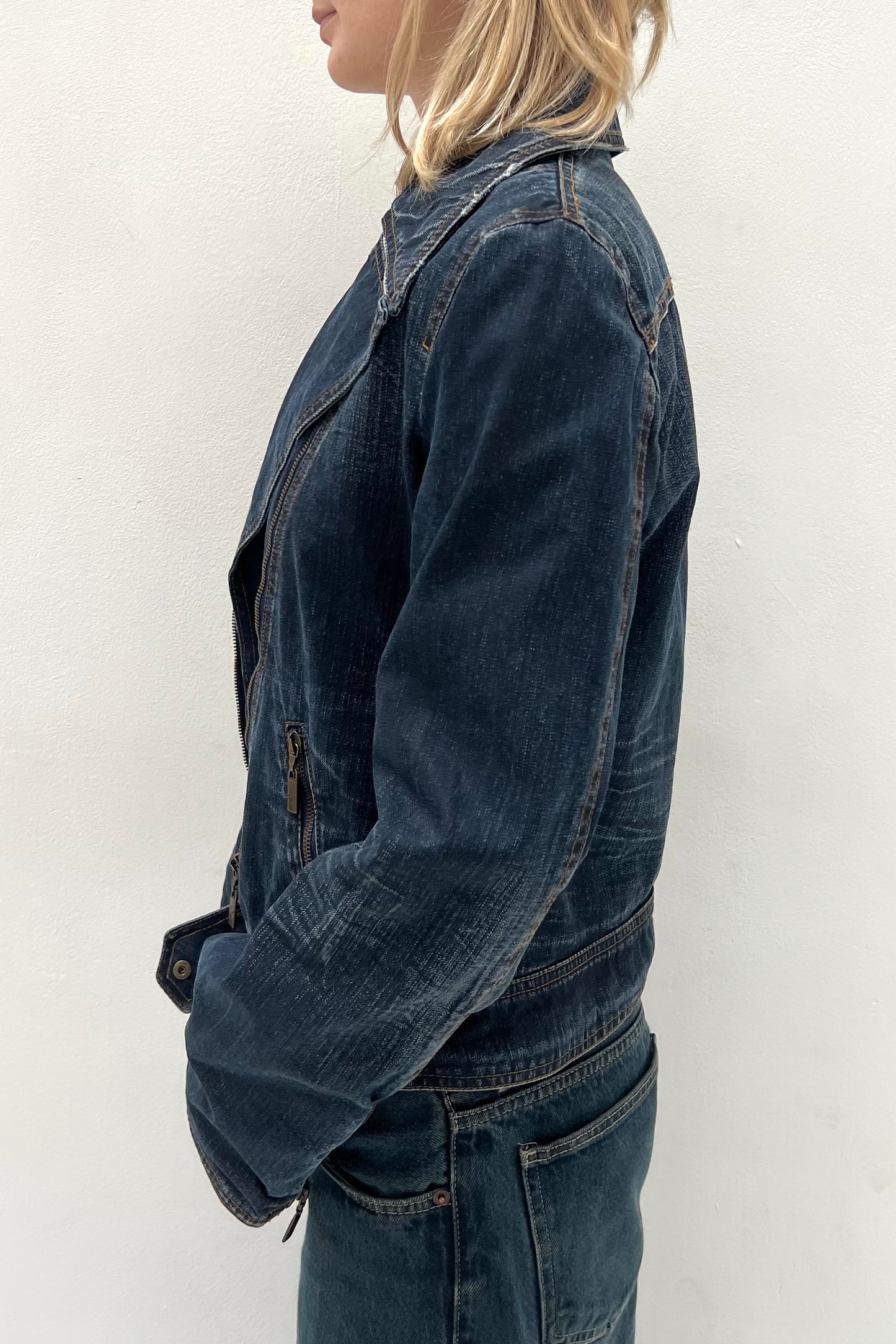 Vintage Denim Biker Jacket