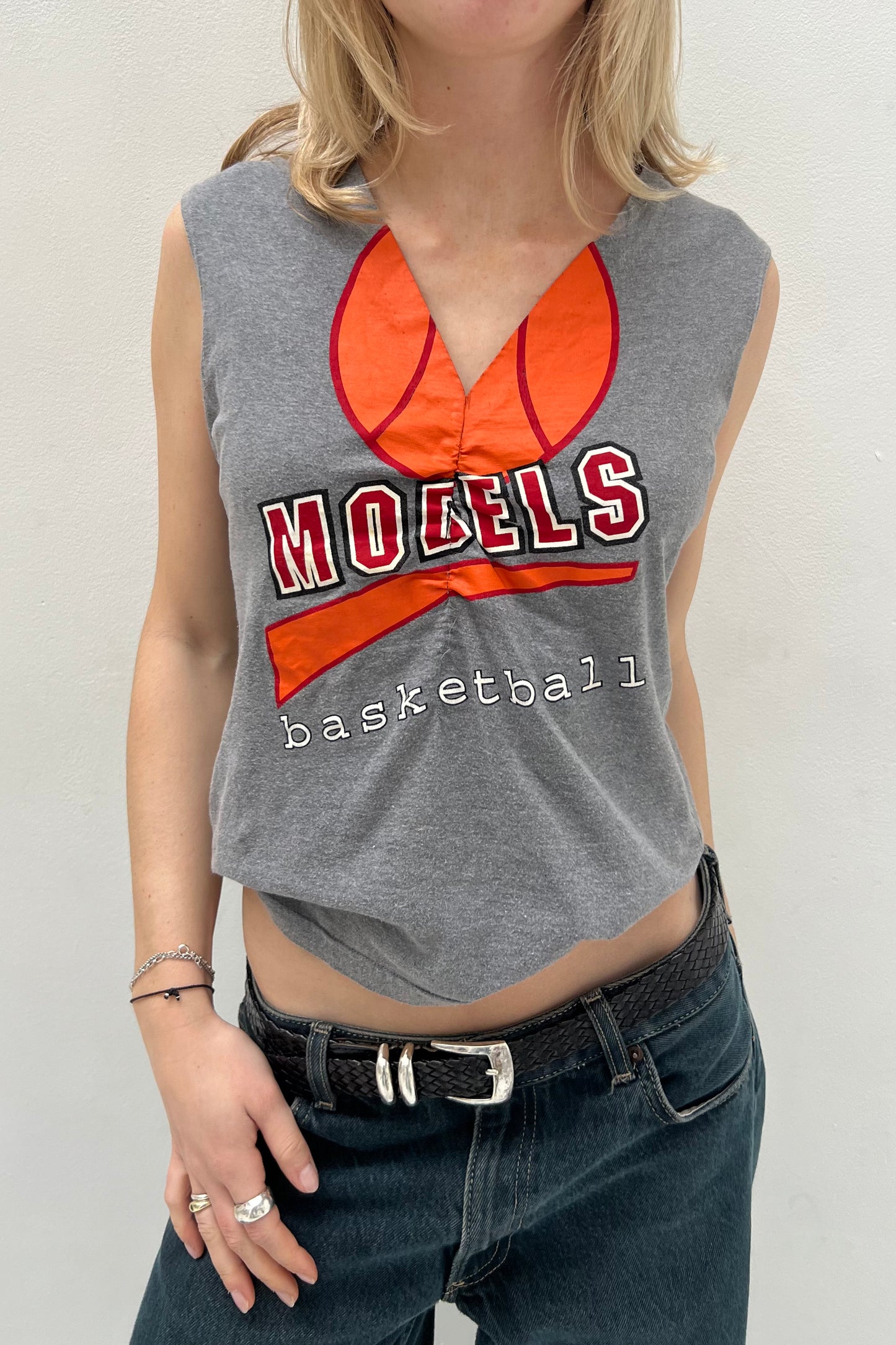 Vintage Grey Basketball Top