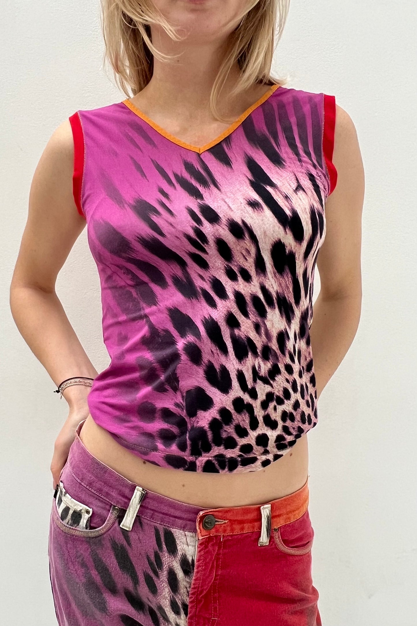 Vintage Purple & Orange Leo Printed Top