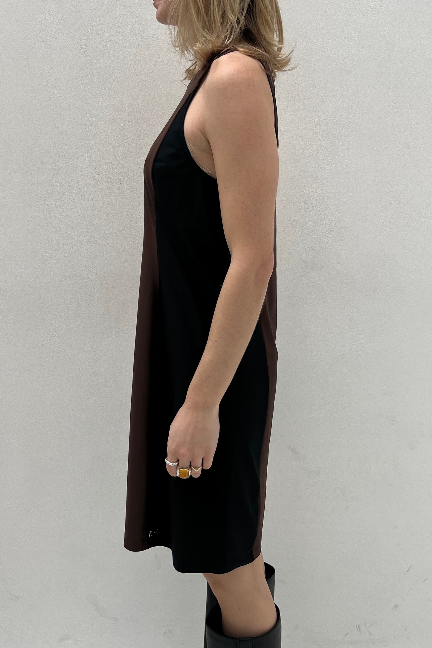 Vintage Chocolate & Black Panel Dress