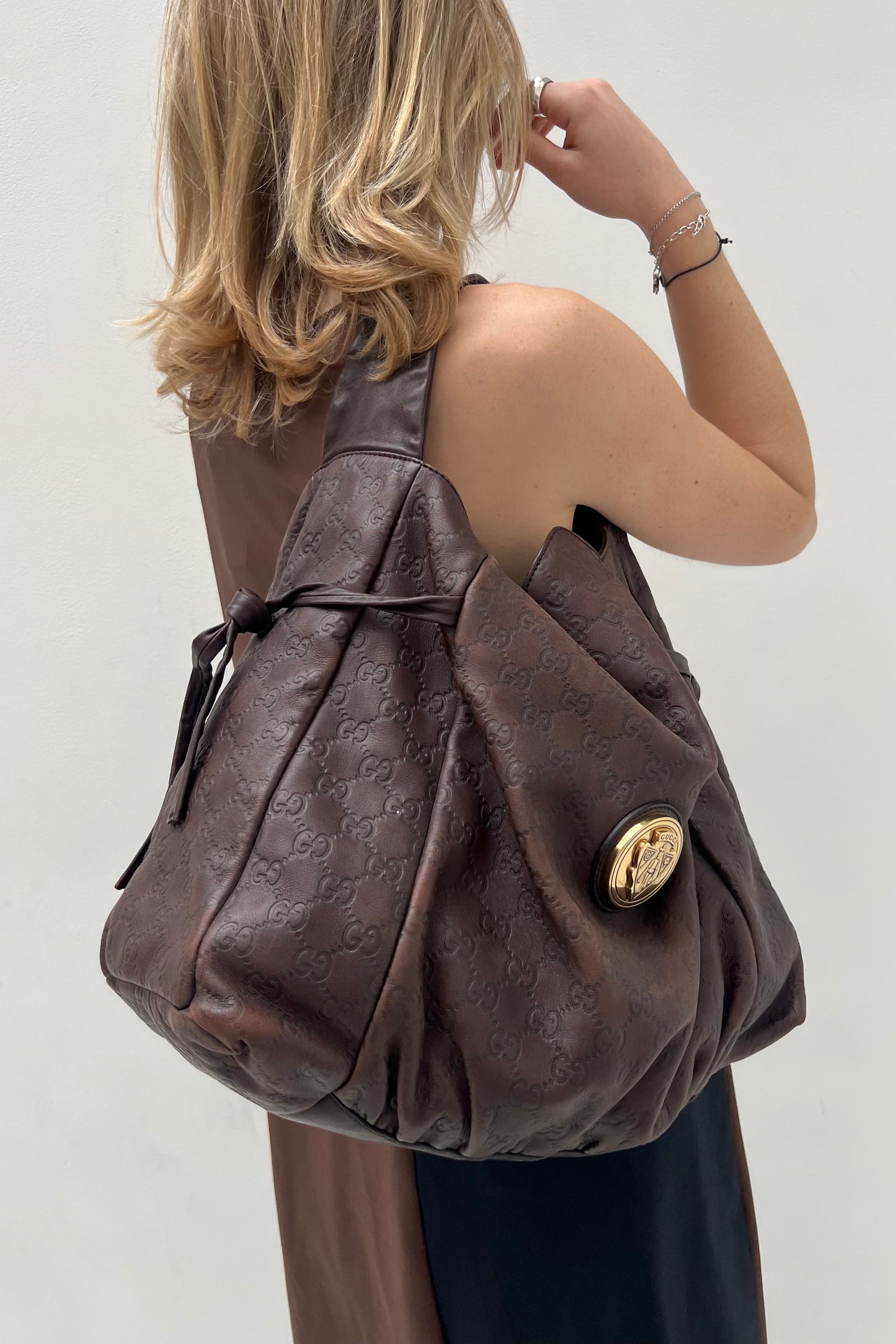 Vintage Chocolate Guccisima Hysteria Shoulder Bag