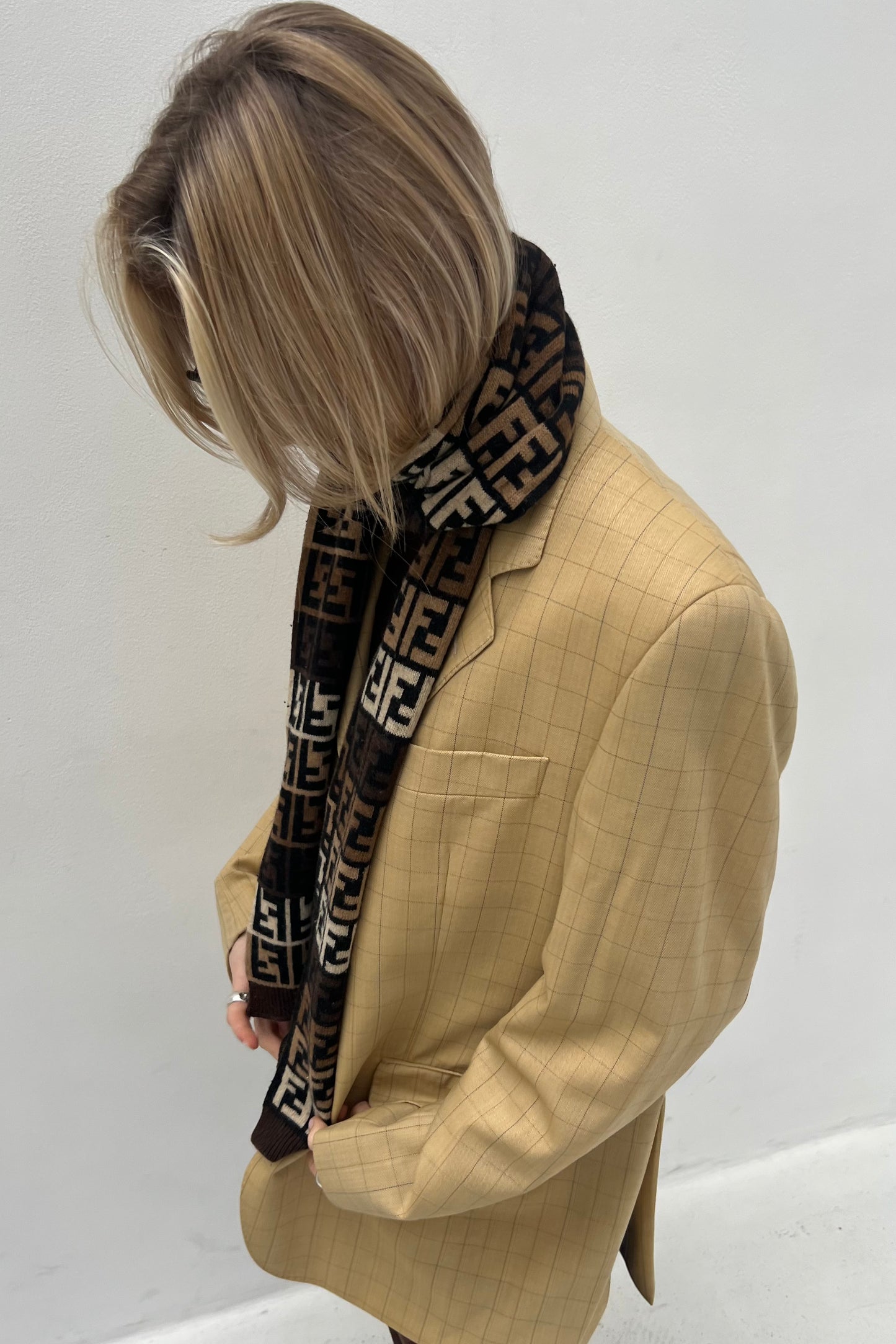 Vintage Chocolate Striped & Zucca Woolen Scarf