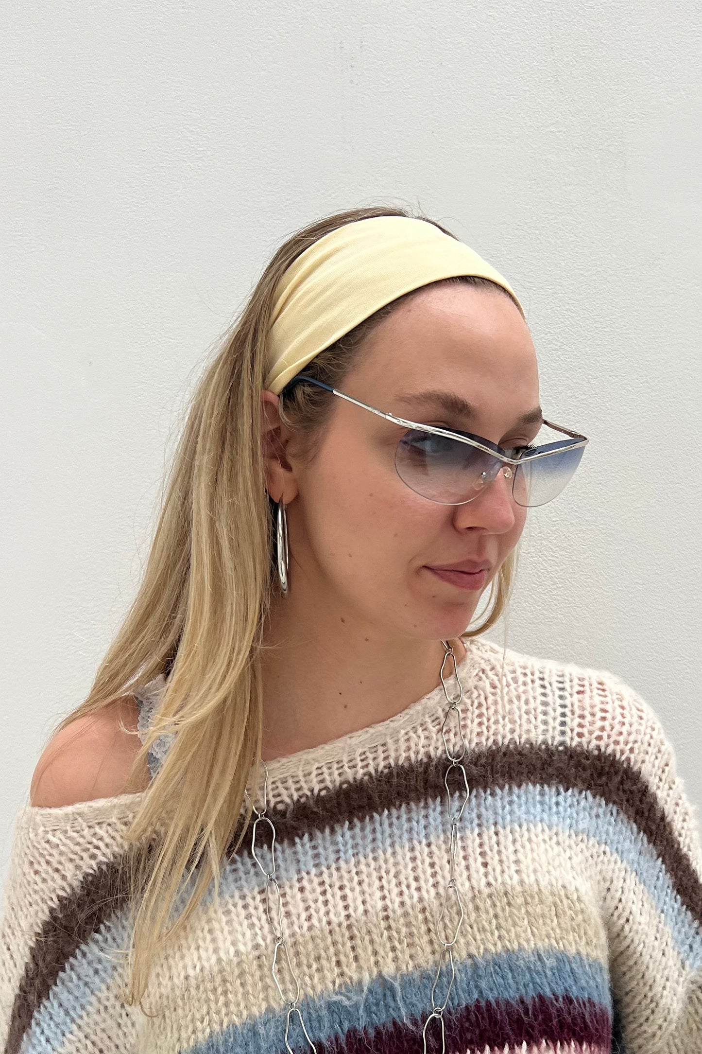 Vintage Blue Rimless Silver Detail Sunglasses