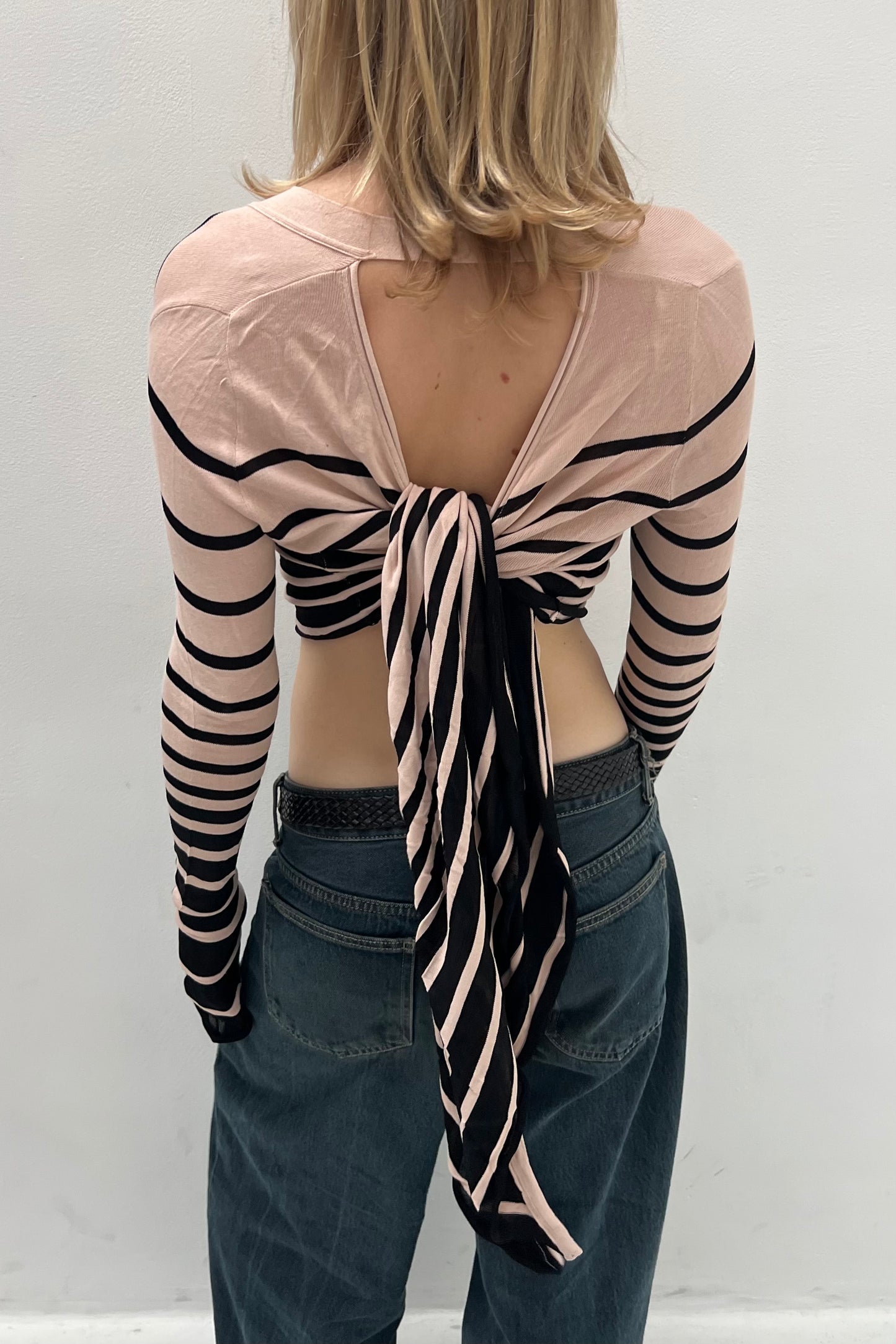 Vintage Striped Back Bow Cardigan