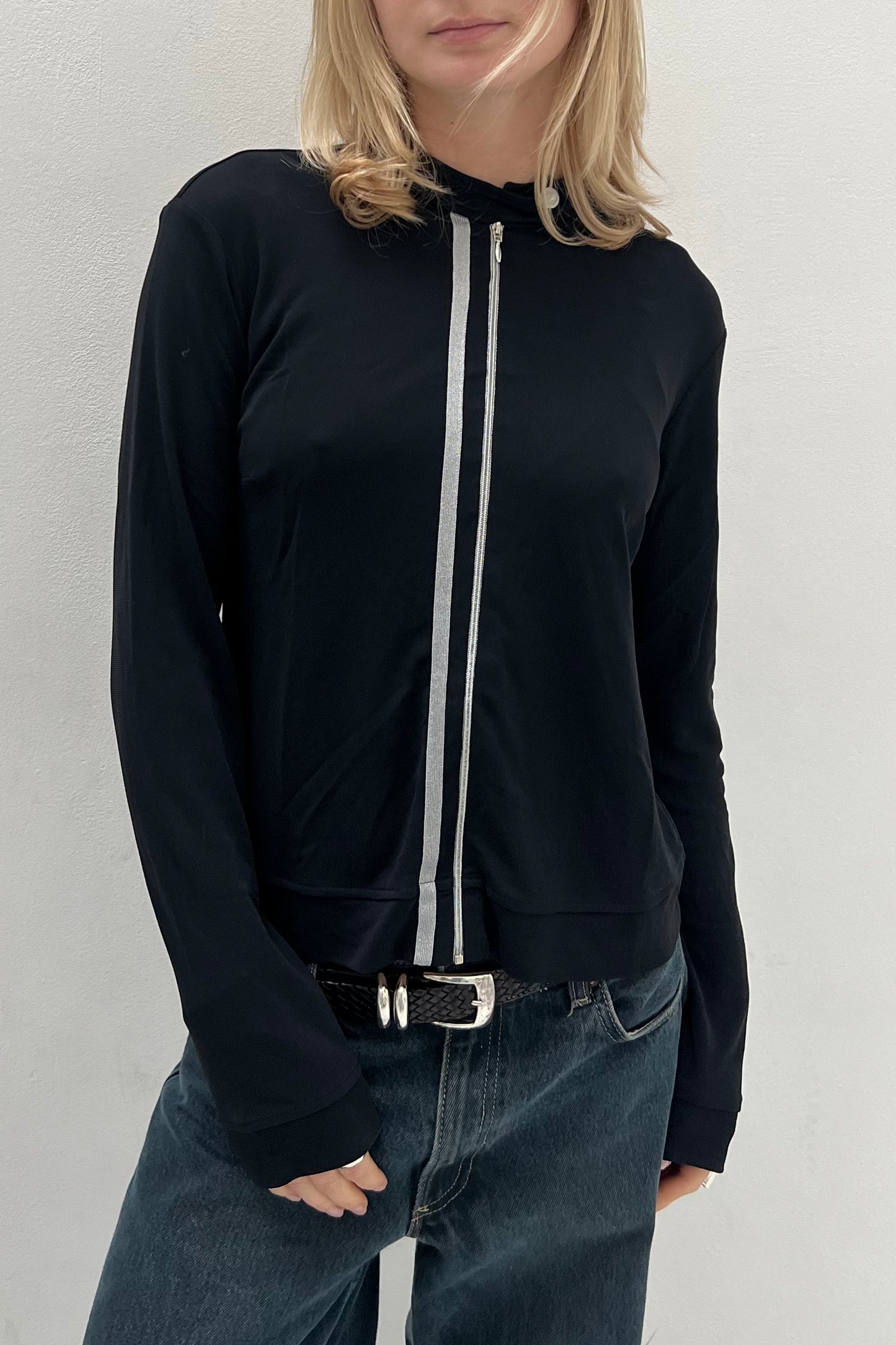 Vintage Black & Silver Details Thin Cardigan