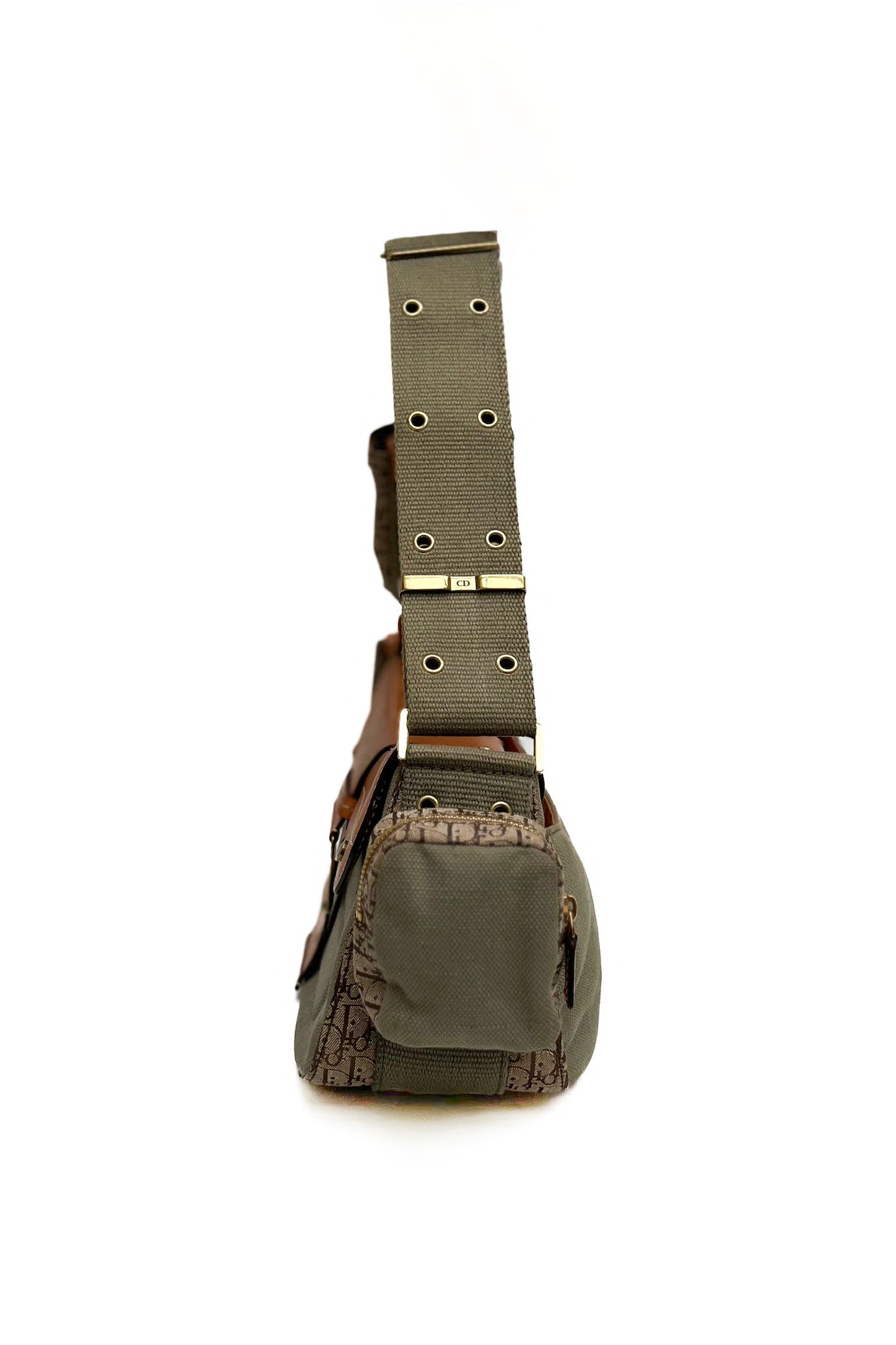 Vintage Khaki Canvas Columbus Shoulder Bag