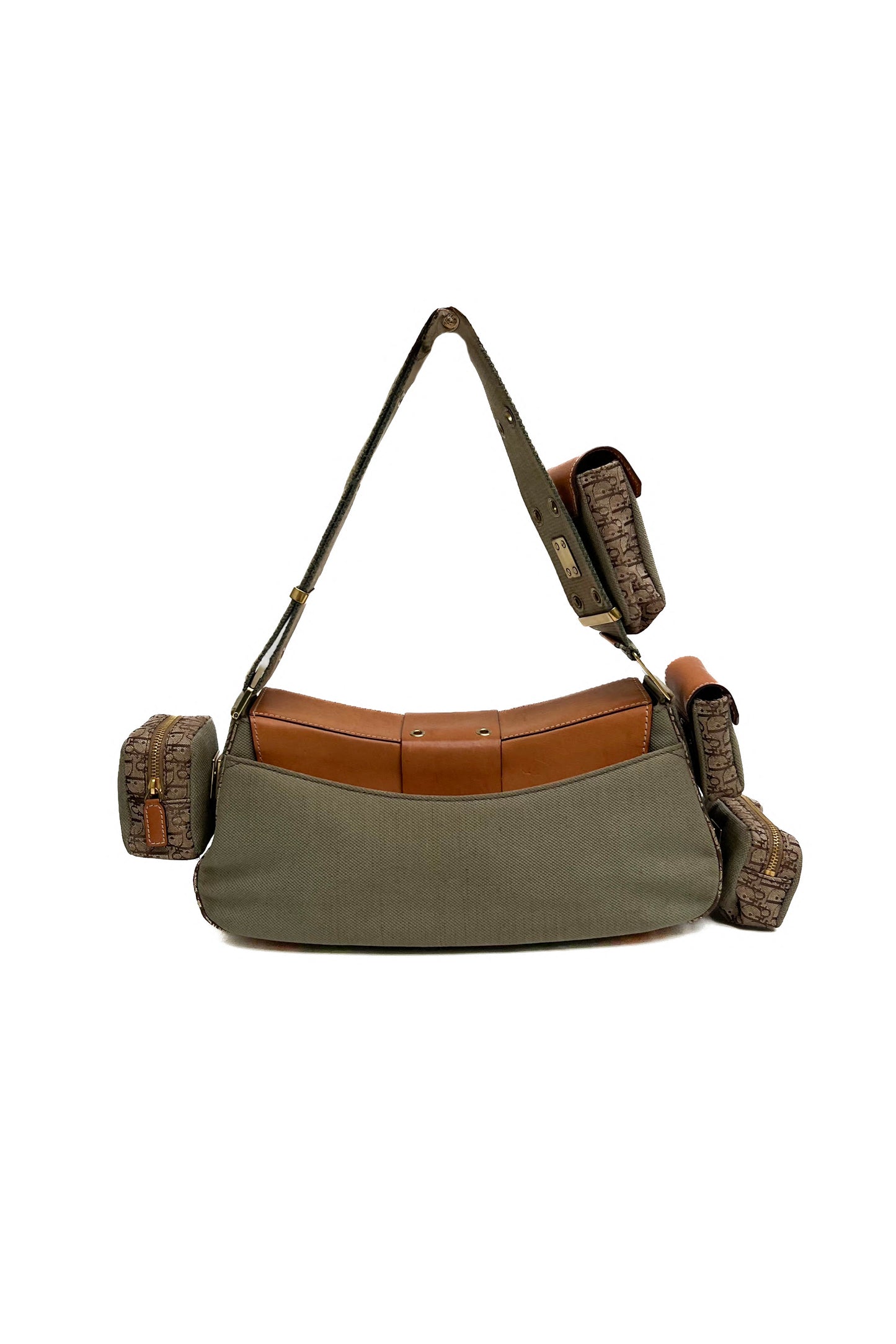 Vintage Khaki Canvas Columbus Shoulder Bag