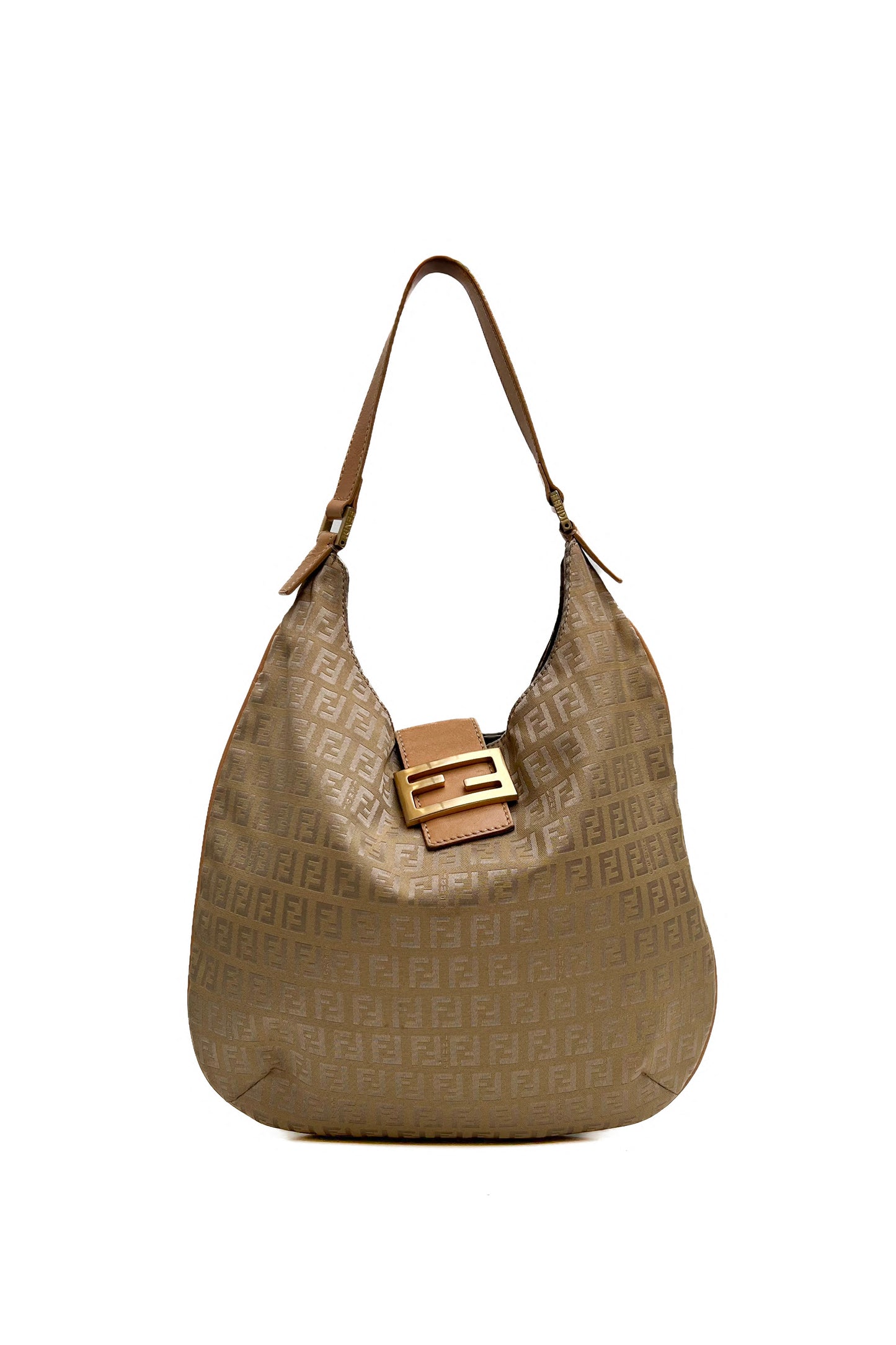 Vintage Tan Zucca Golden Logo Buckle Hobo Bag