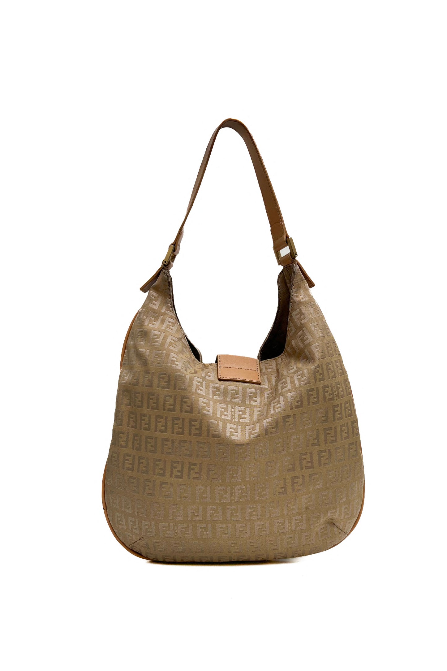Vintage Tan Zucca Golden Logo Buckle Hobo Bag