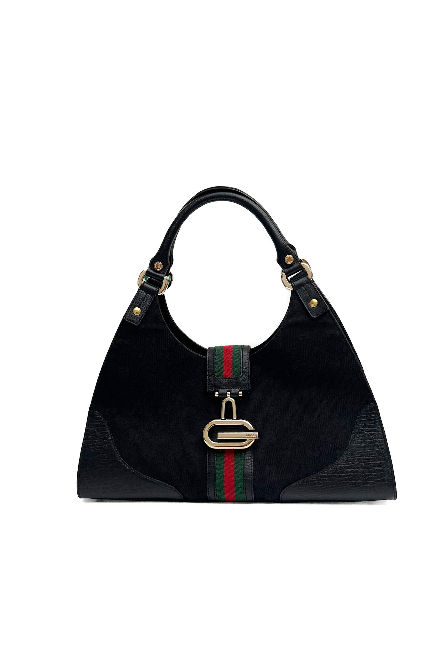 Vintage Black Monogram & Classic Detail Bardot Bag