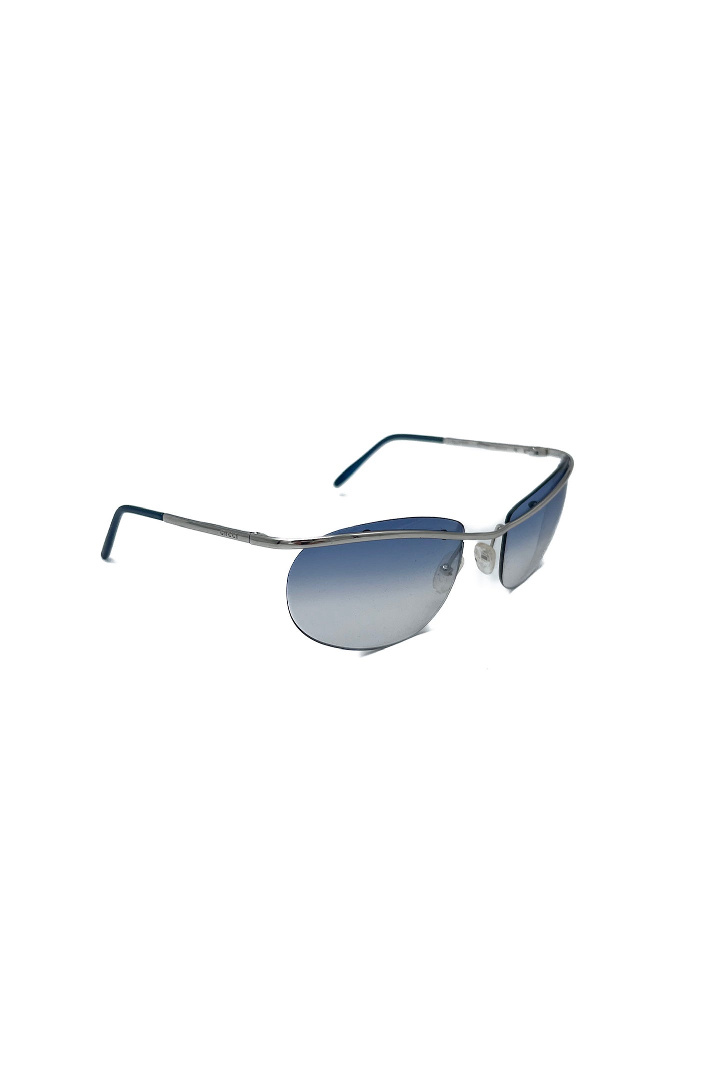 Vintage Blue Rimless Silver Detail Sunglasses