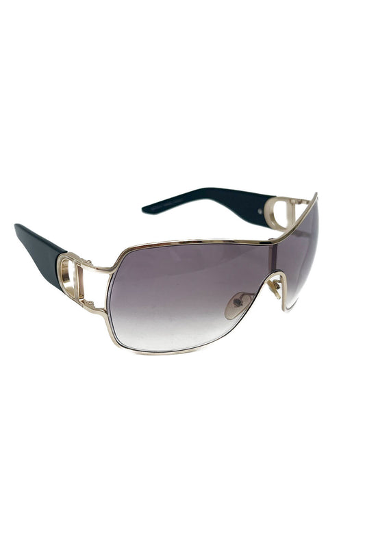 Vintage Silver Frame Pilot Mask Sunglasses -