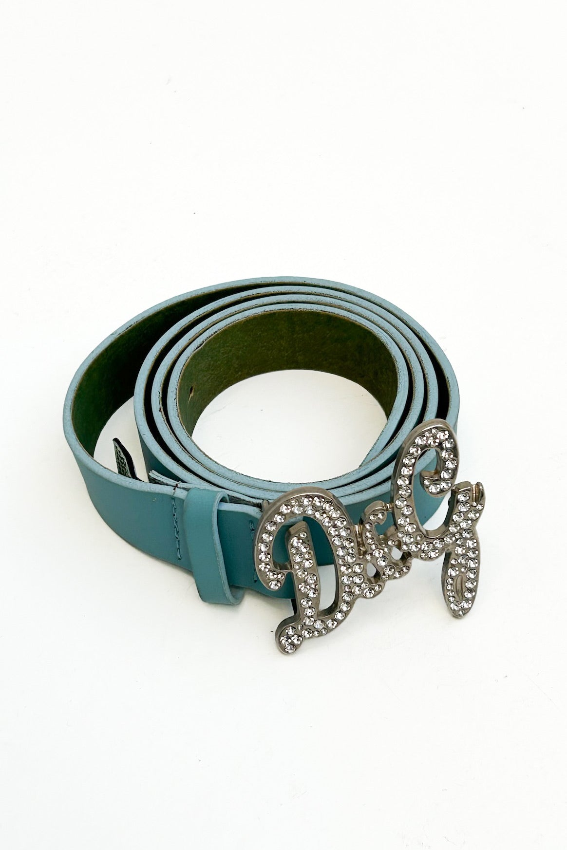 Vintage Blue Strass Logo Belt