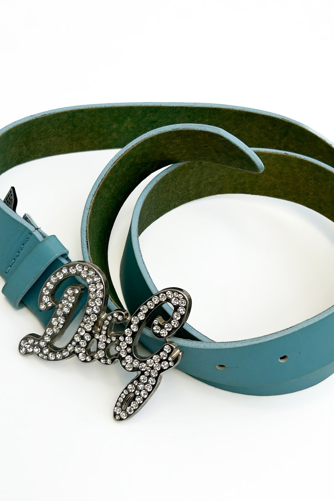 Vintage Blue Strass Logo Belt
