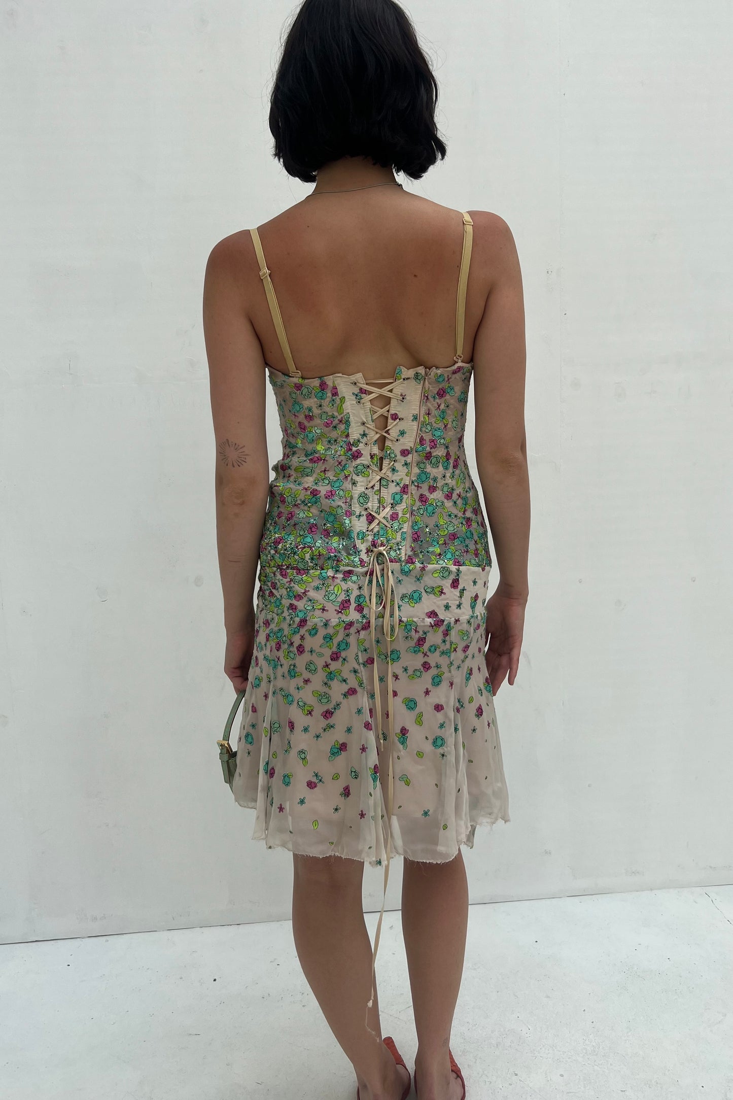 Vintage Floral Silk Dress