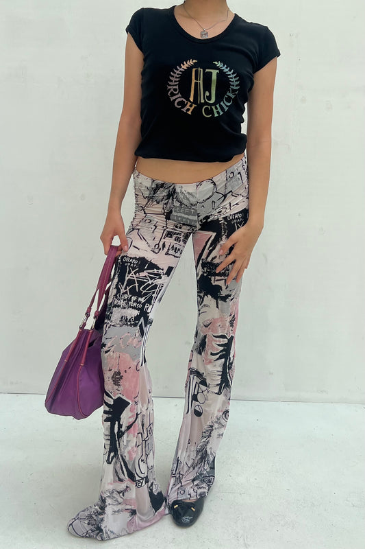 Vintage Flare Graffiti Stretchy Pants