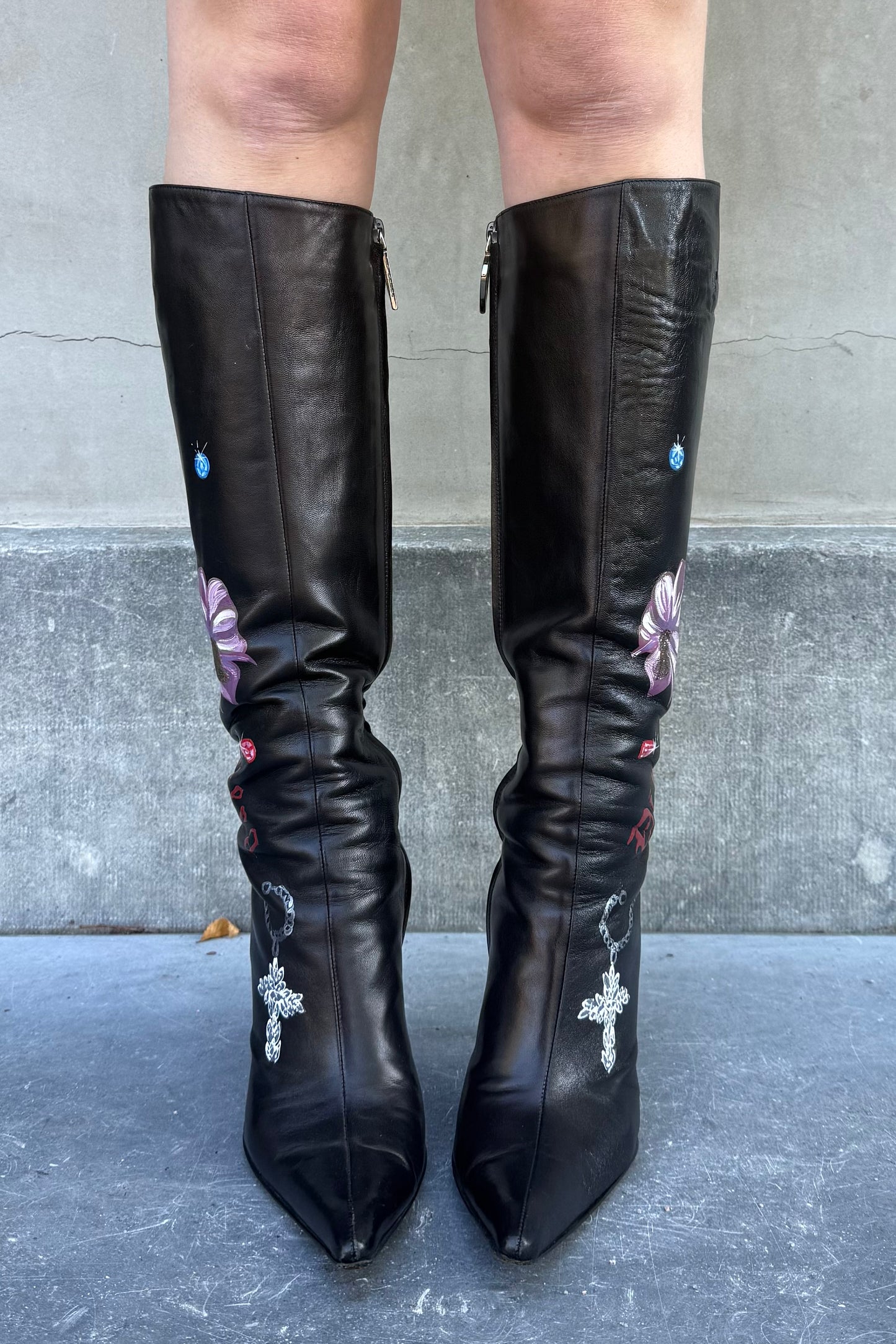 Vintage Black Handpainted Boots 39