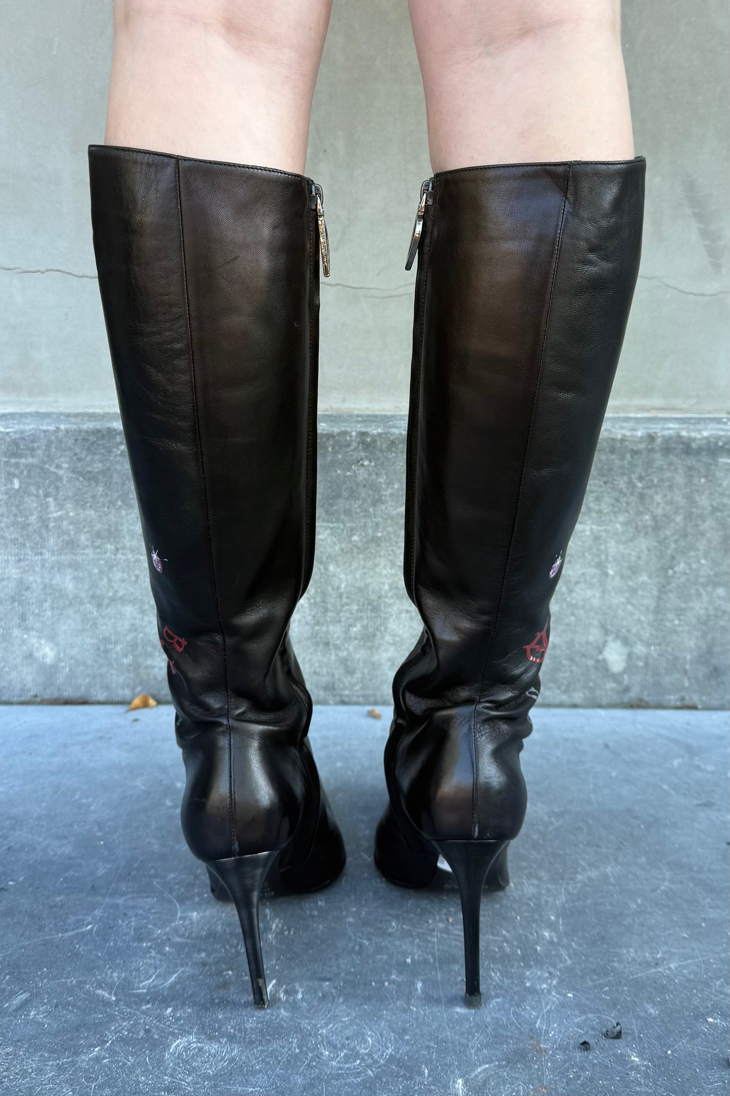 Vintage Black Handpainted Boots 39
