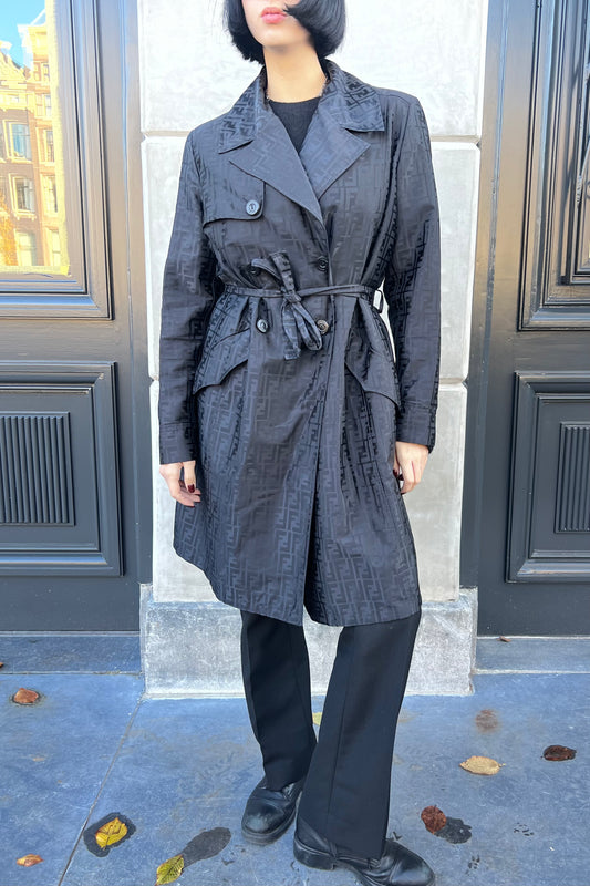 Vintage All Black Zucca Trenchcoat