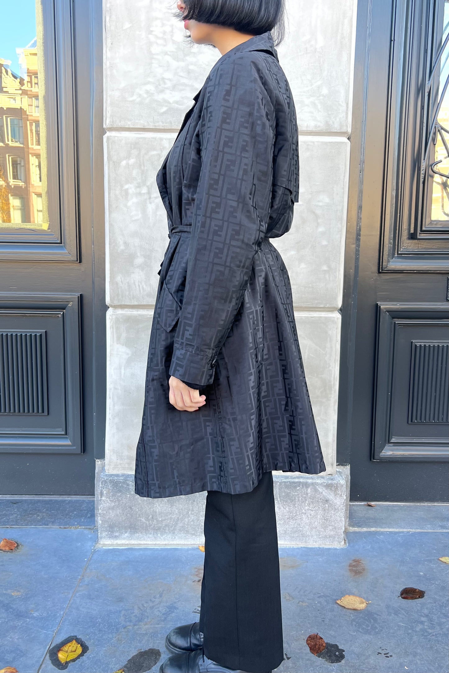Vintage All Black Zucca Trenchcoat