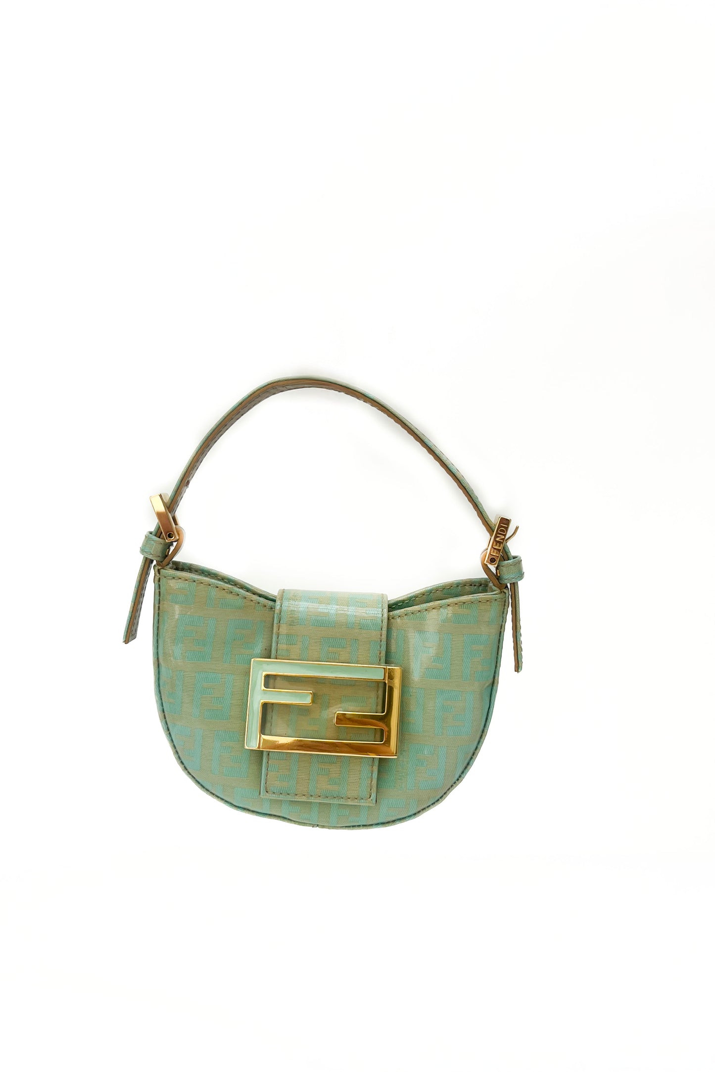 Vintage Turquoise Coated Mini Croissant Bag