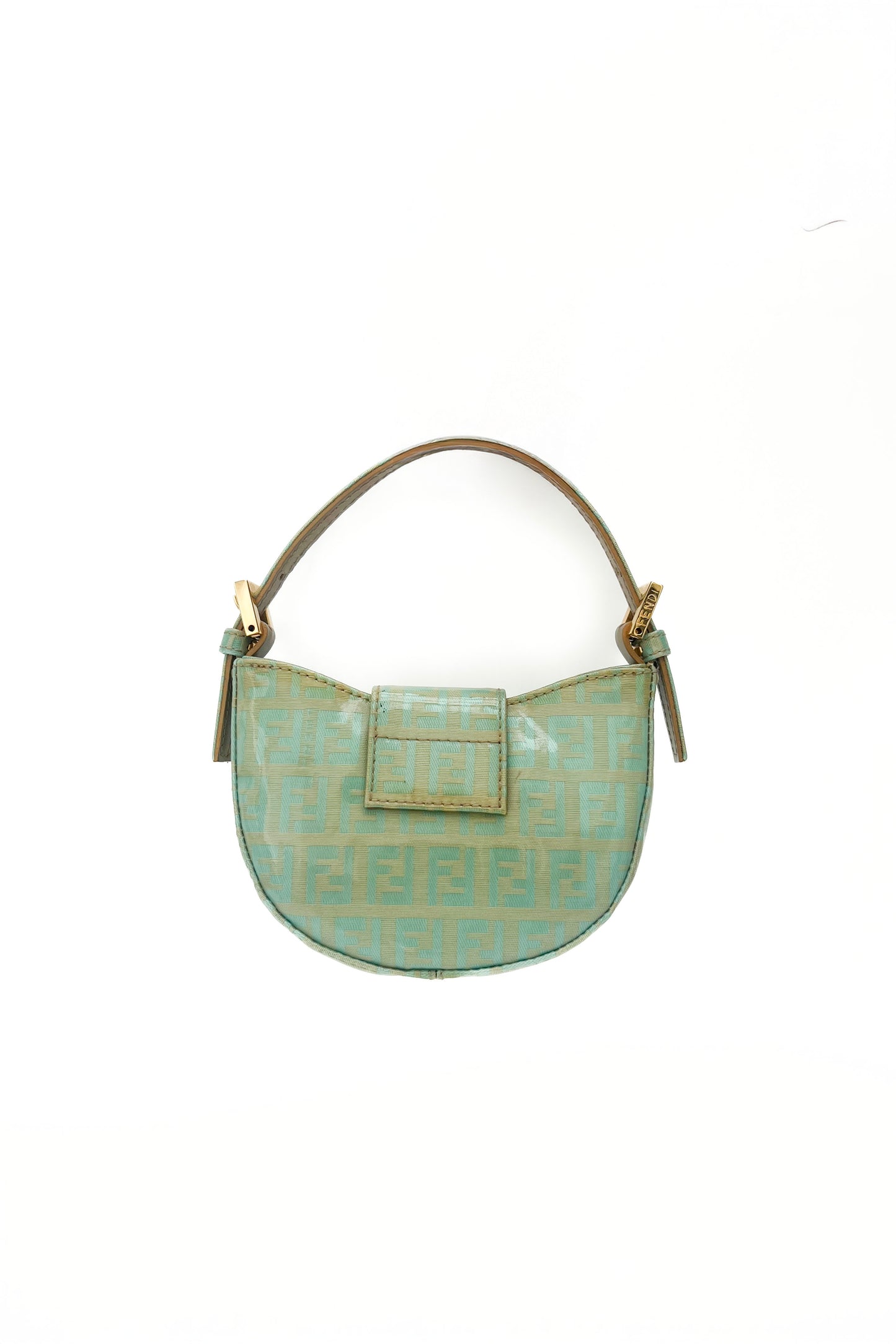 Vintage Turquoise Coated Mini Croissant Bag