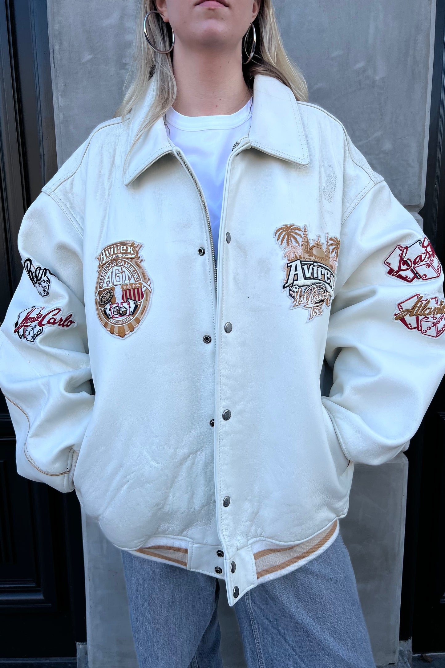 Vintage Avirex Cream Card Deck Jacket