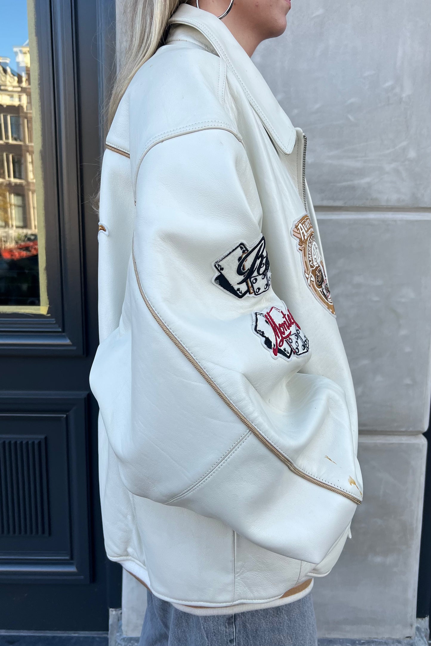 Vintage Avirex Cream Card Deck Jacket