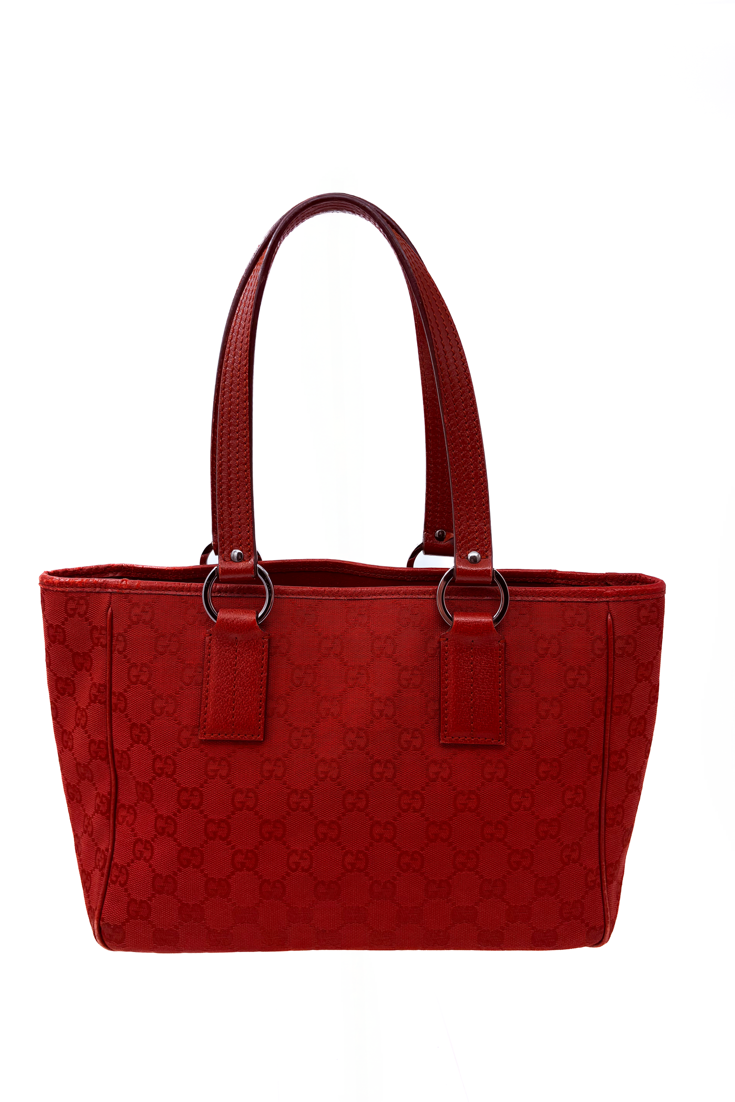 Vintage Classic Red Monogram Double Handle Tote Bag