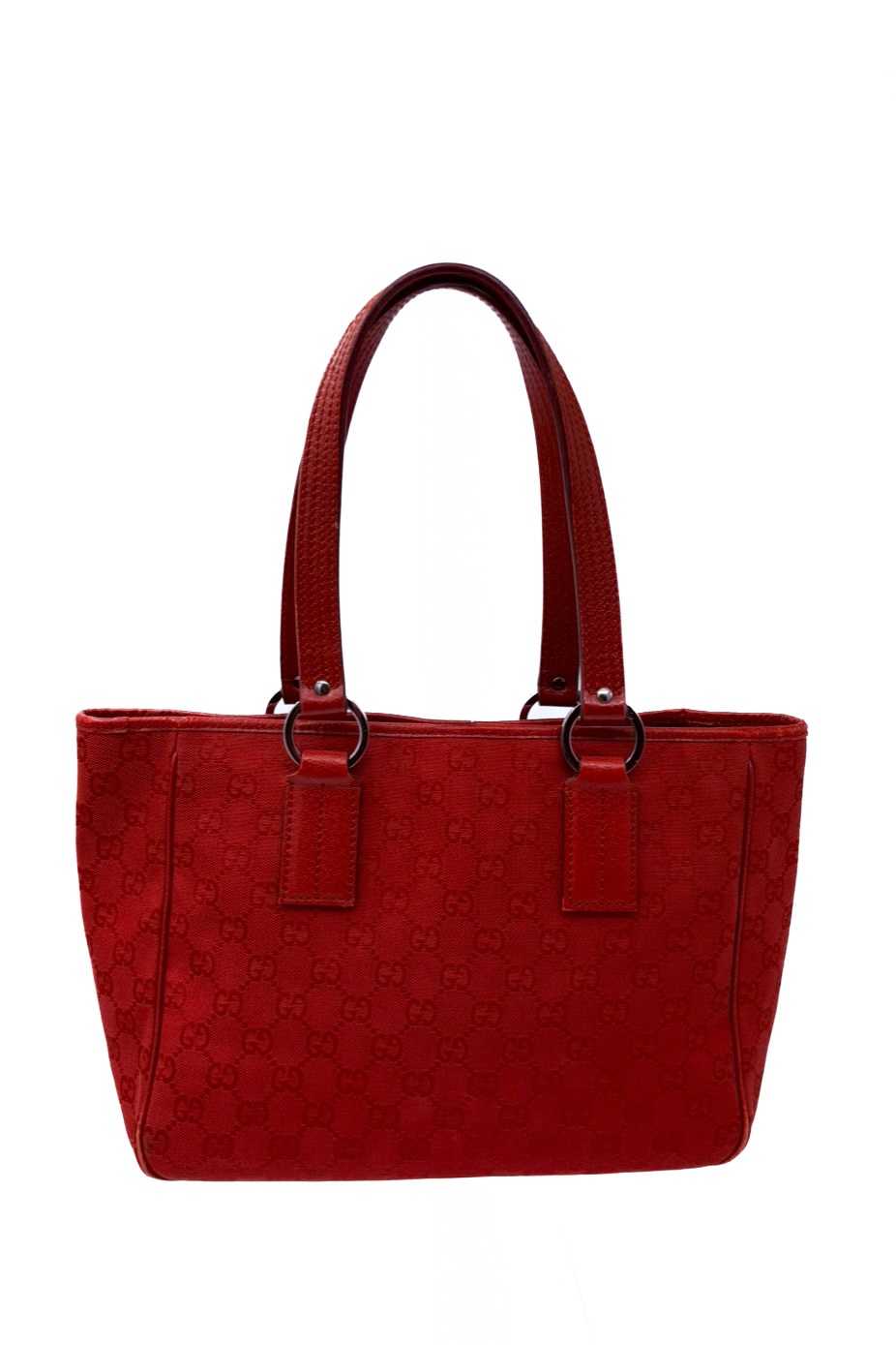 Vintage Classic Red Monogram Double Handle Tote Bag