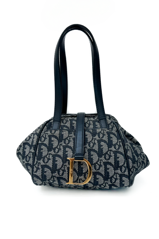 Vintage Navy Trotter Golden D Pouch Bag