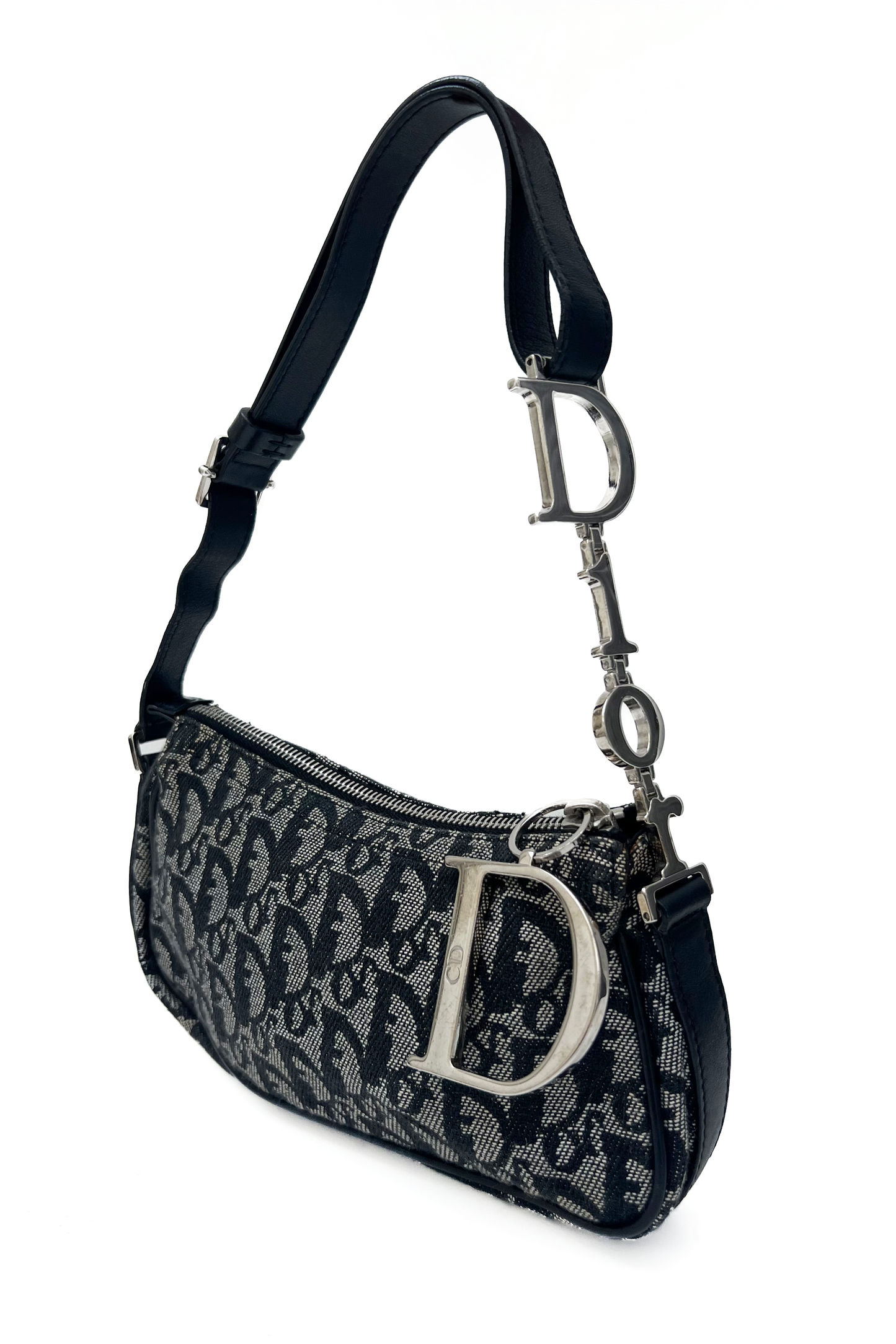 Vintage Black Trotter Spell Out Logo Handle Pochette