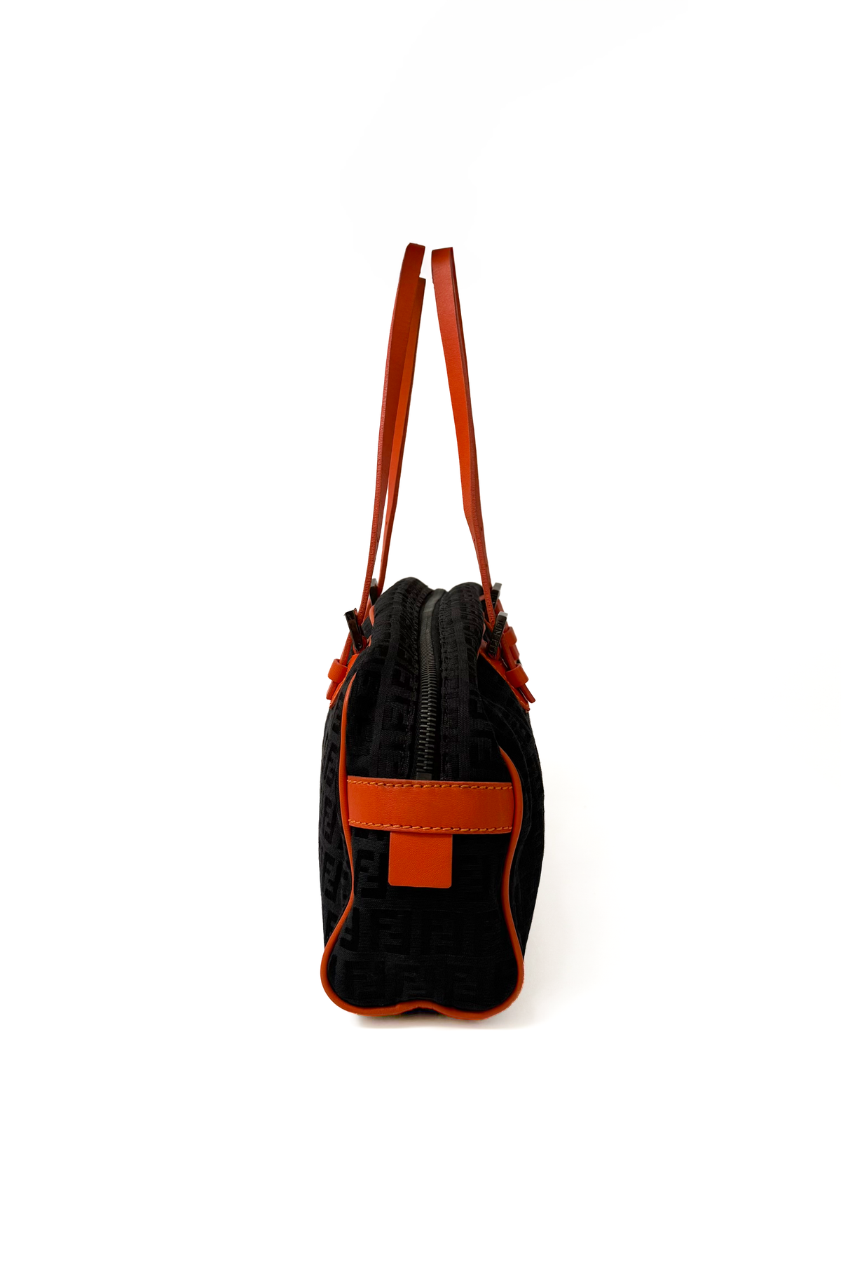 Vintage Black Zucchino & Orange Details Double Handle Bag