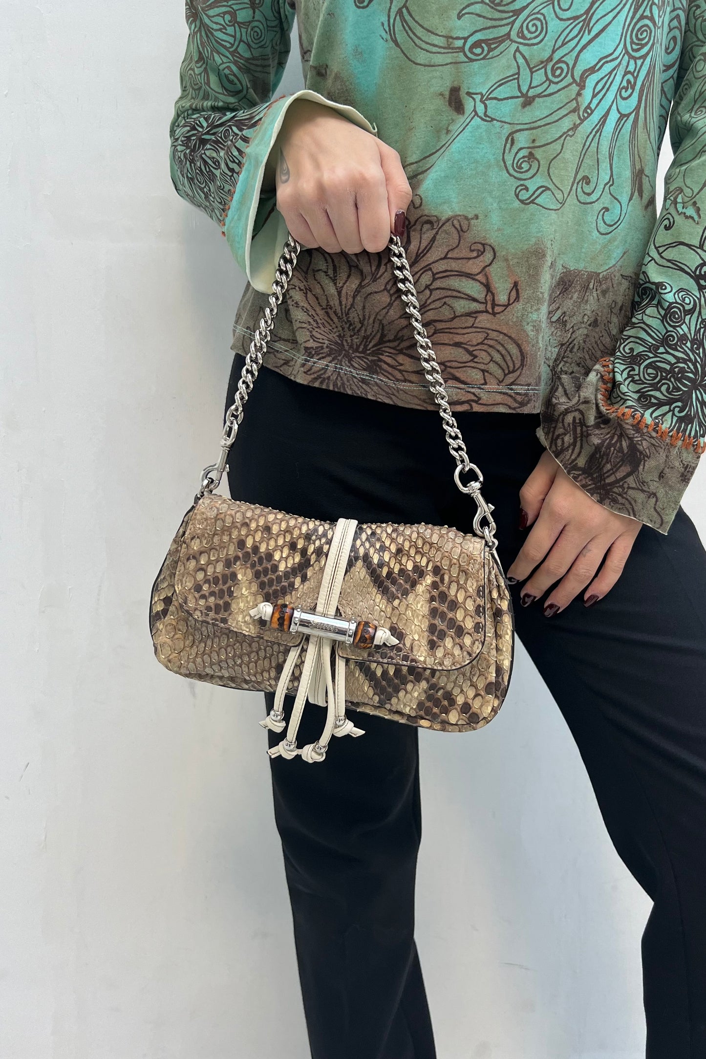 Vintage Python Bamboo Croisette Pochette