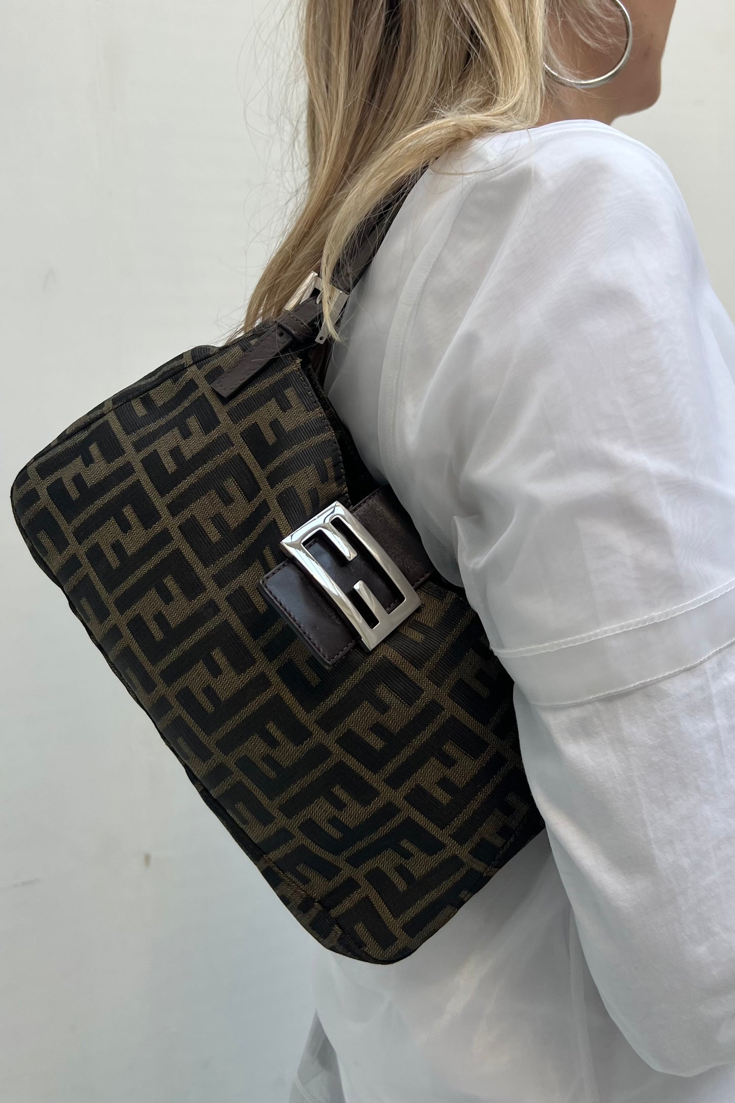 Vintage Classic Zucca Double Handle Baguette Bag