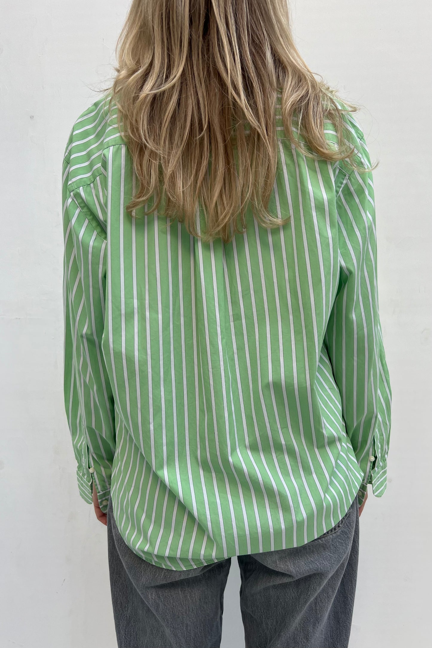 Vintage Green Striped Button-Up Shirt