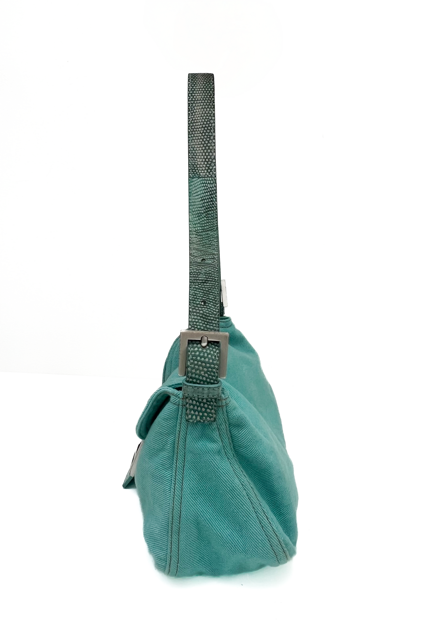 Vintage Turquoise & Lizzard Leather Baguette Bag