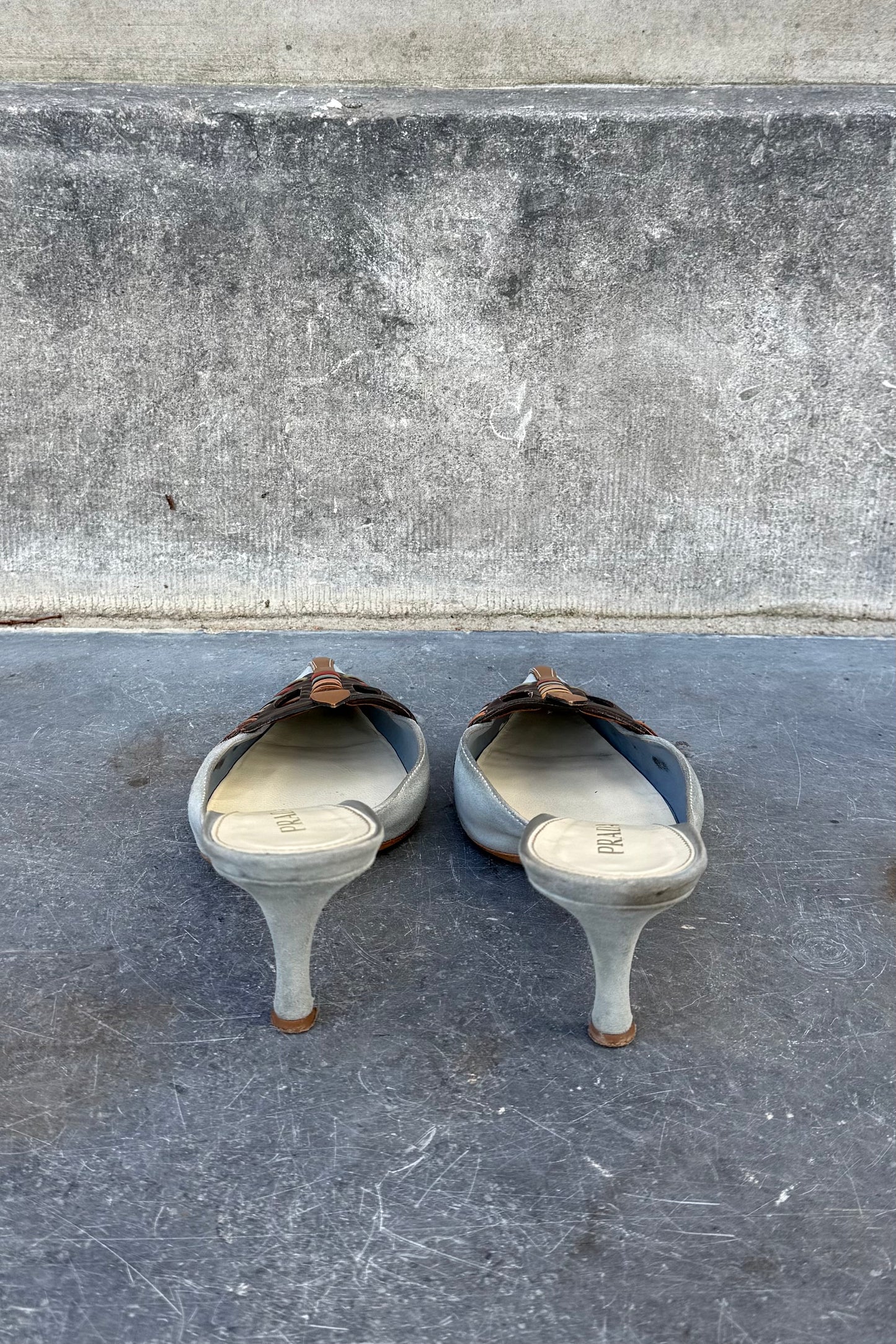 Vintage Blue Suede Multicolour Mules 37,5