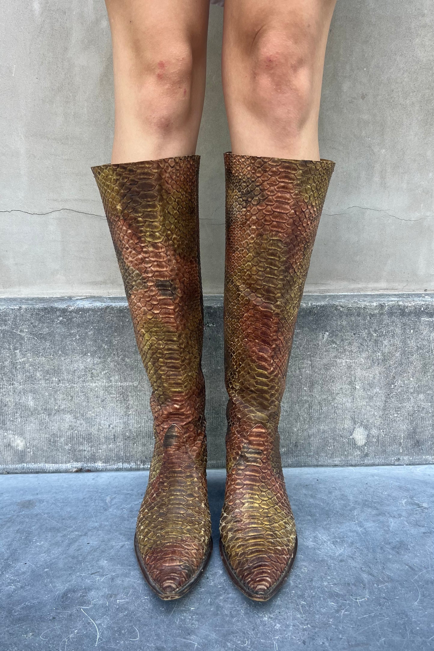 Vintage Snake Leather High Boots 37