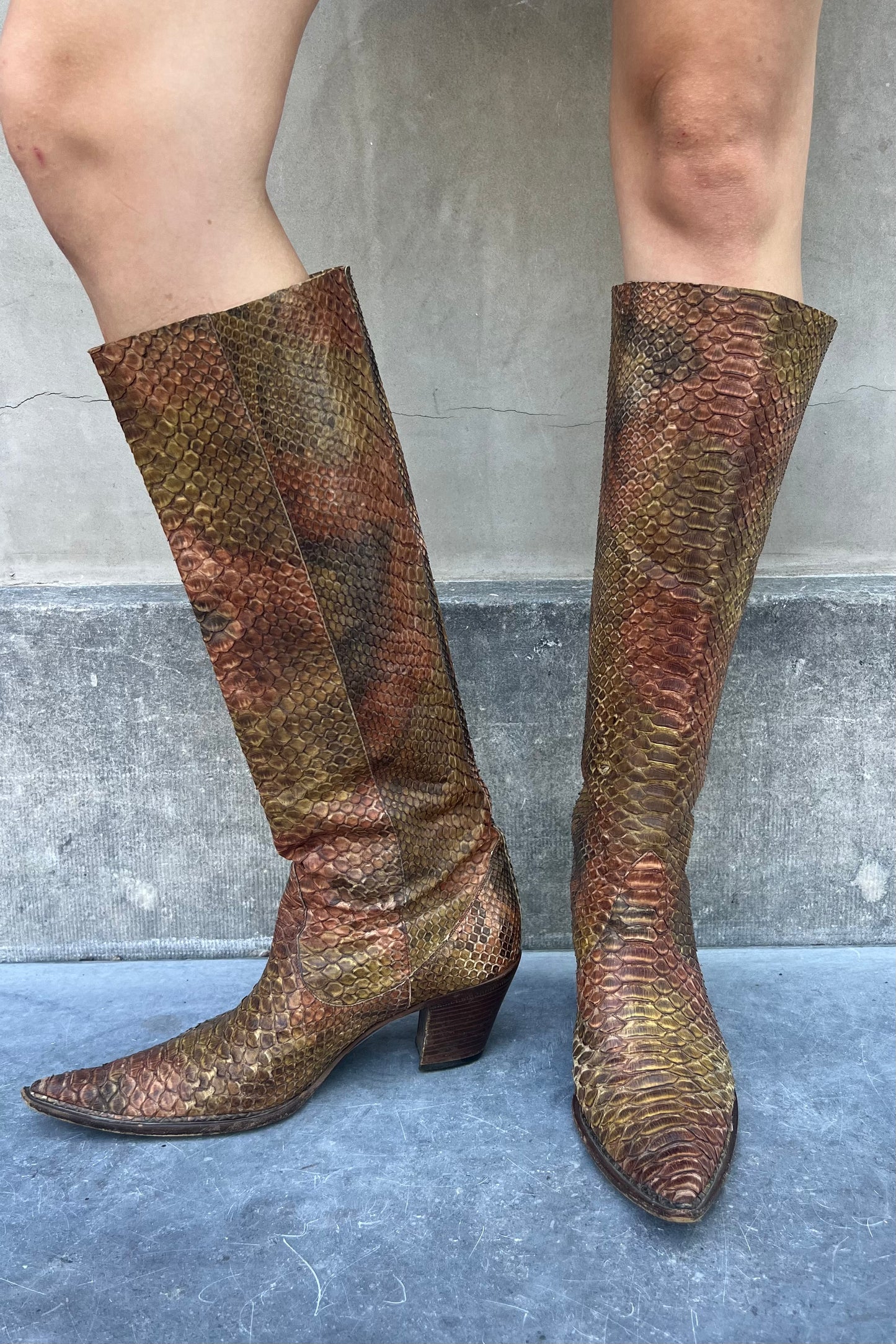 Vintage Snake Leather High Boots 37