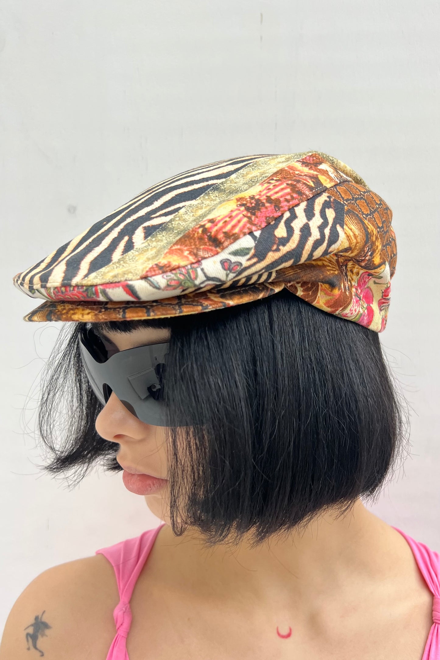 Vintage Patchwork Printed Flap Cap