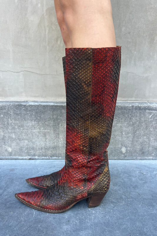 Vintage Snake Leather High Boots 37